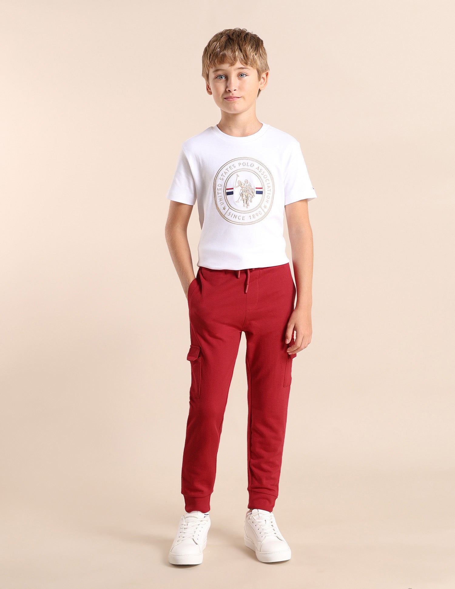 Boys Solid Track Pants Medium Red - U.S. POLO ASSN. | Large