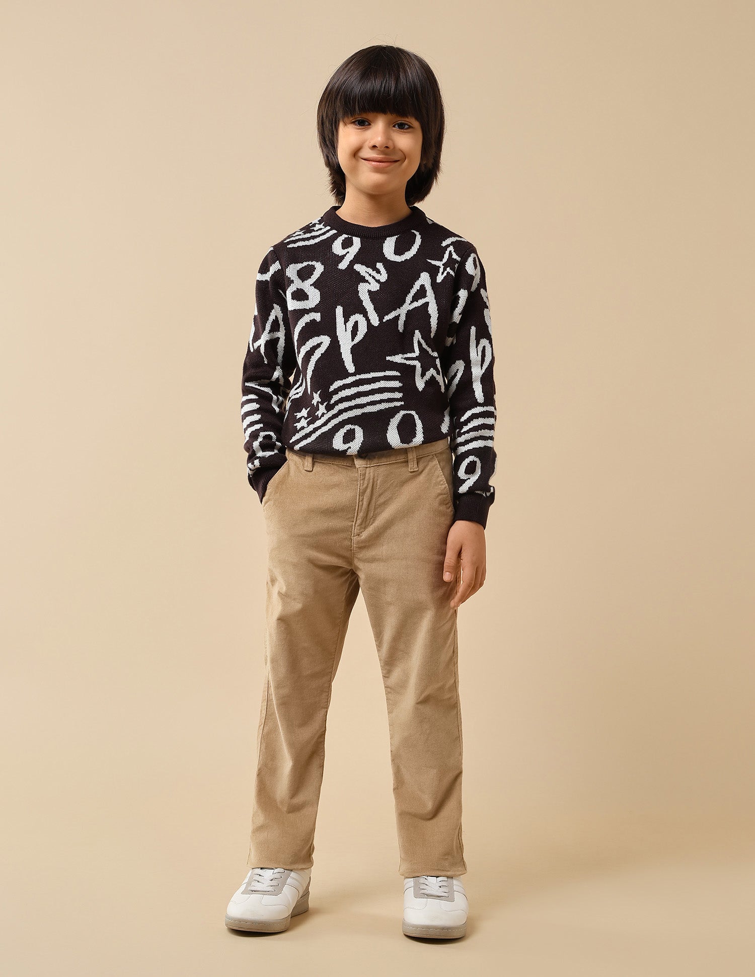 Boys Solid Slim Fit Trousers Khaki - U.S. POLO ASSN. | Large