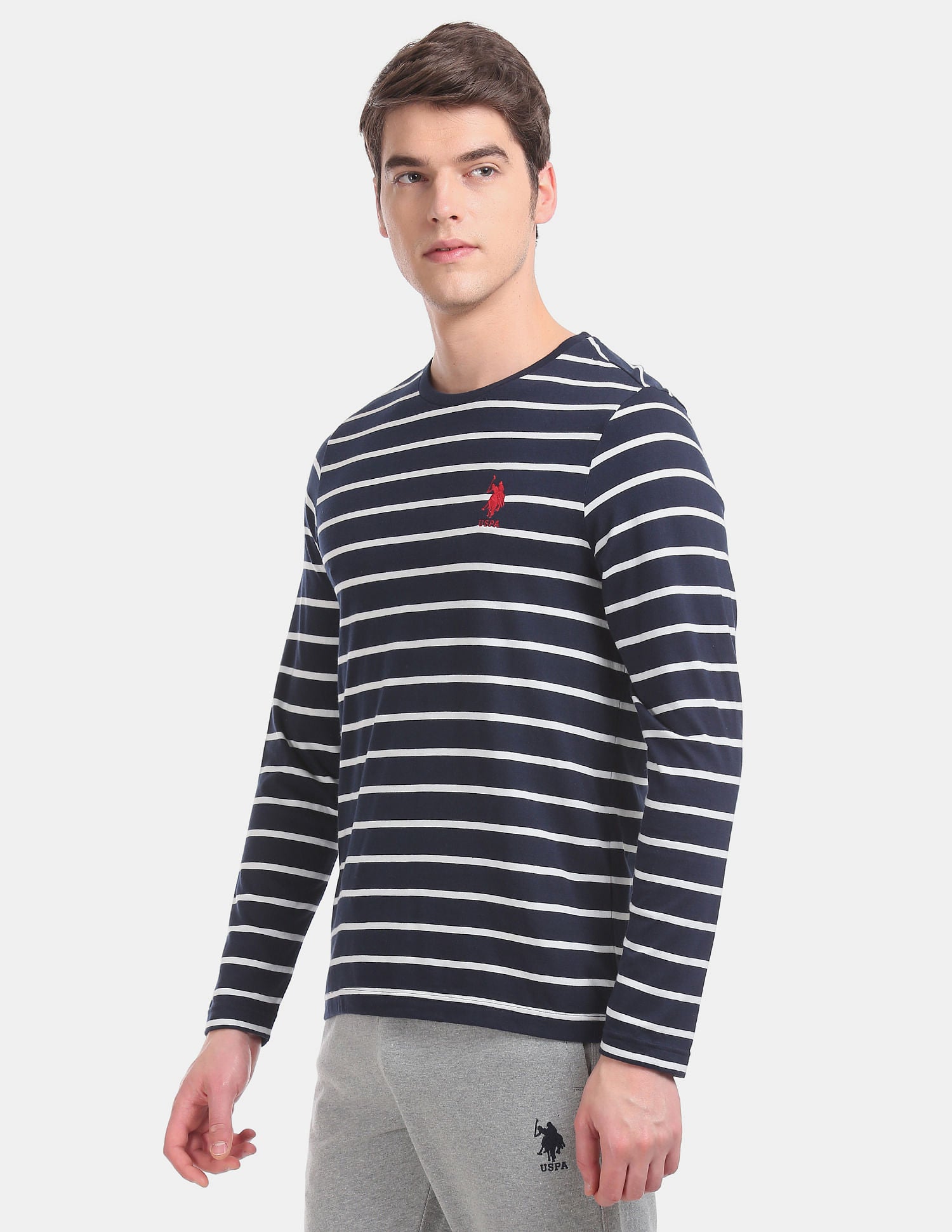 Comfort Fit Stripe Cotton I689 Lounge T-Shirt - Pack Of 1 Navy - U.S. POLO ASSN. | Large