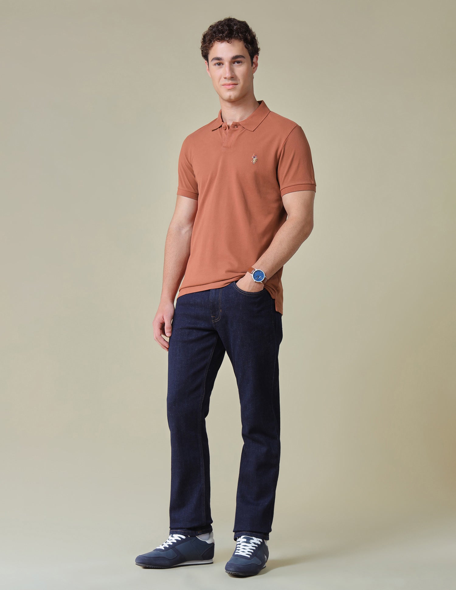 Solid Regular Fit Polo Shirt Rust - U.S. Polo Assn. India | Large