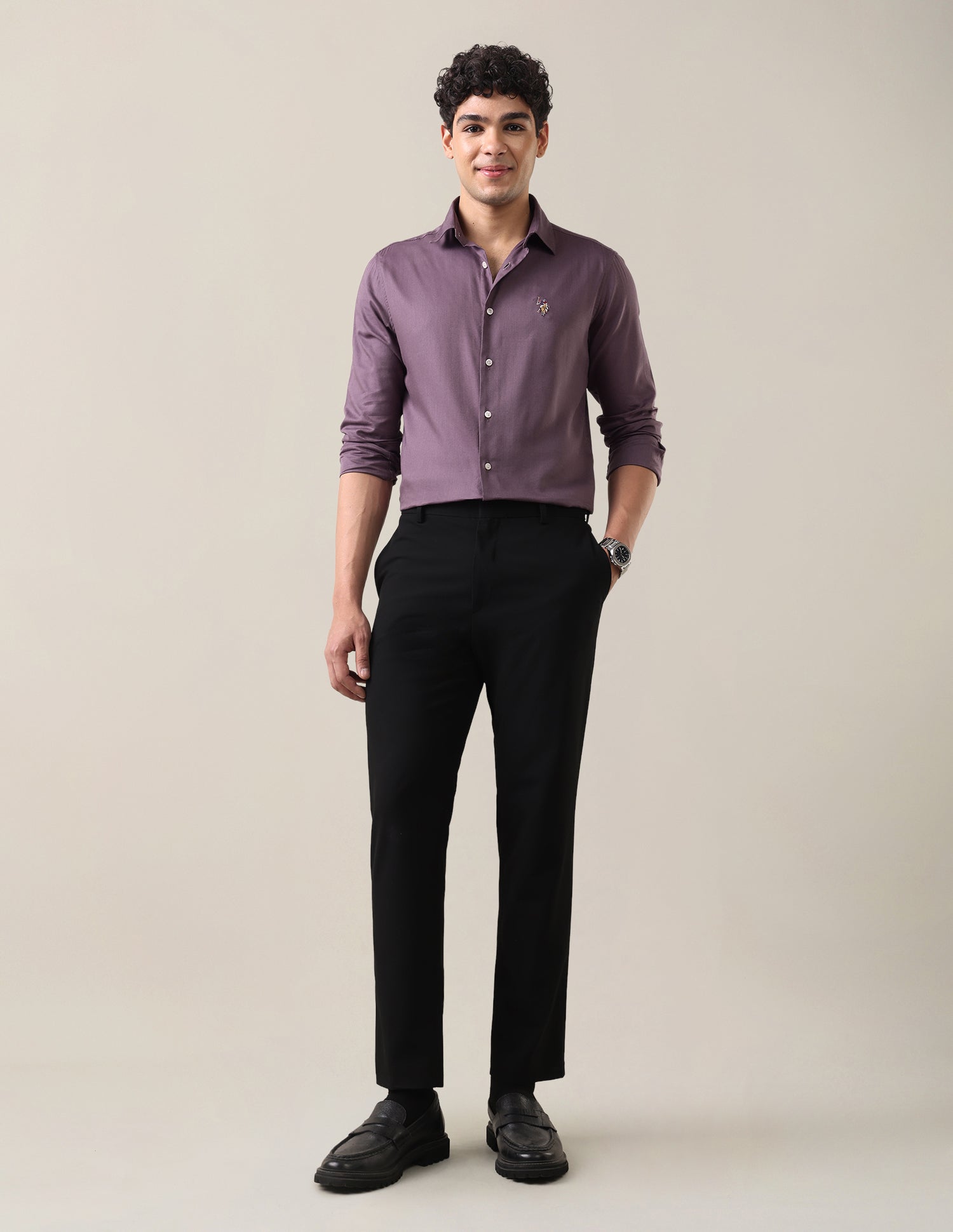 Twill Regular Fit Shirt Lavender - U.S. Polo Assn. India | Large