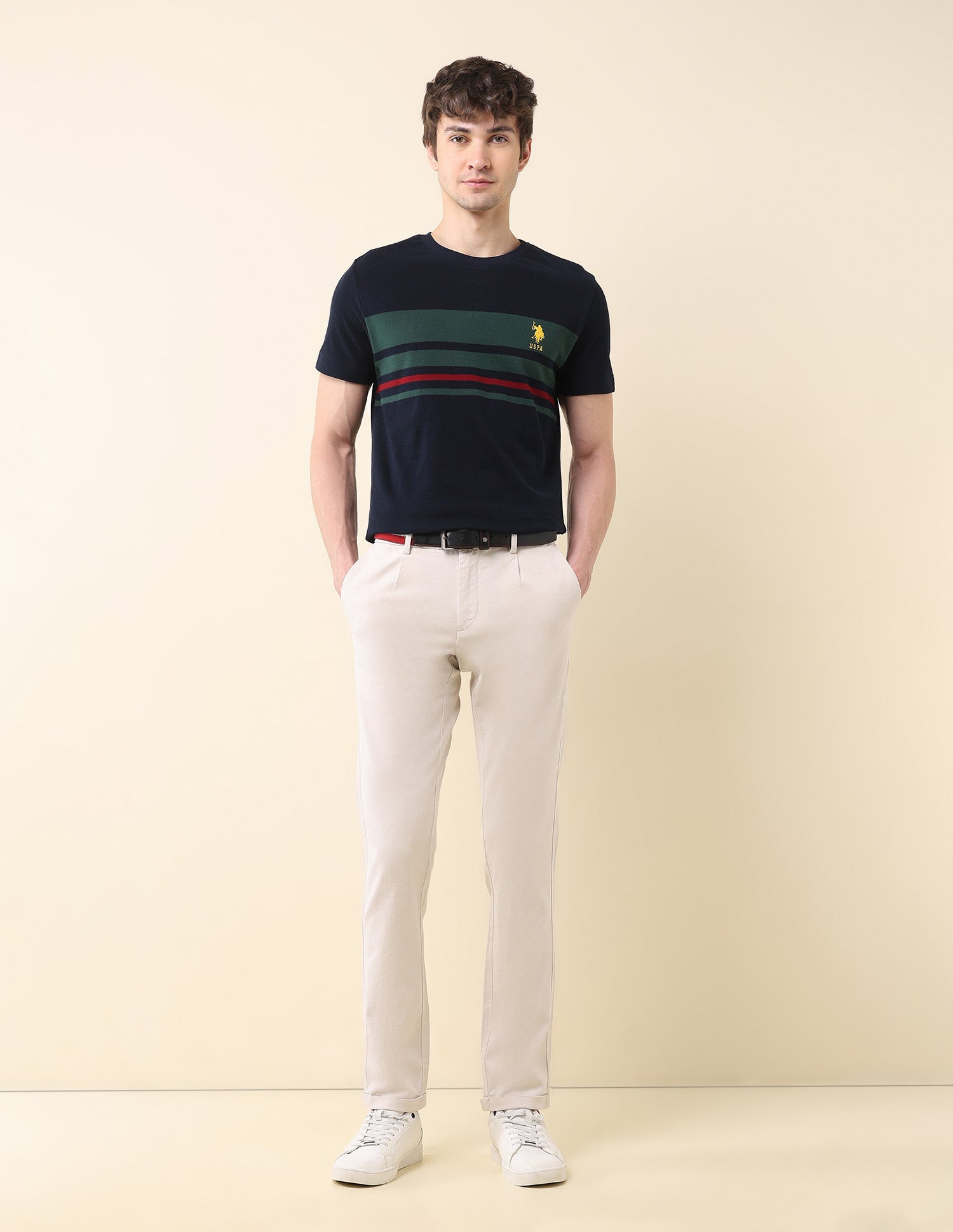 Horizontal Striped Gold Cup T-Shirt Navy - U.S. Polo Assn. India | Large
