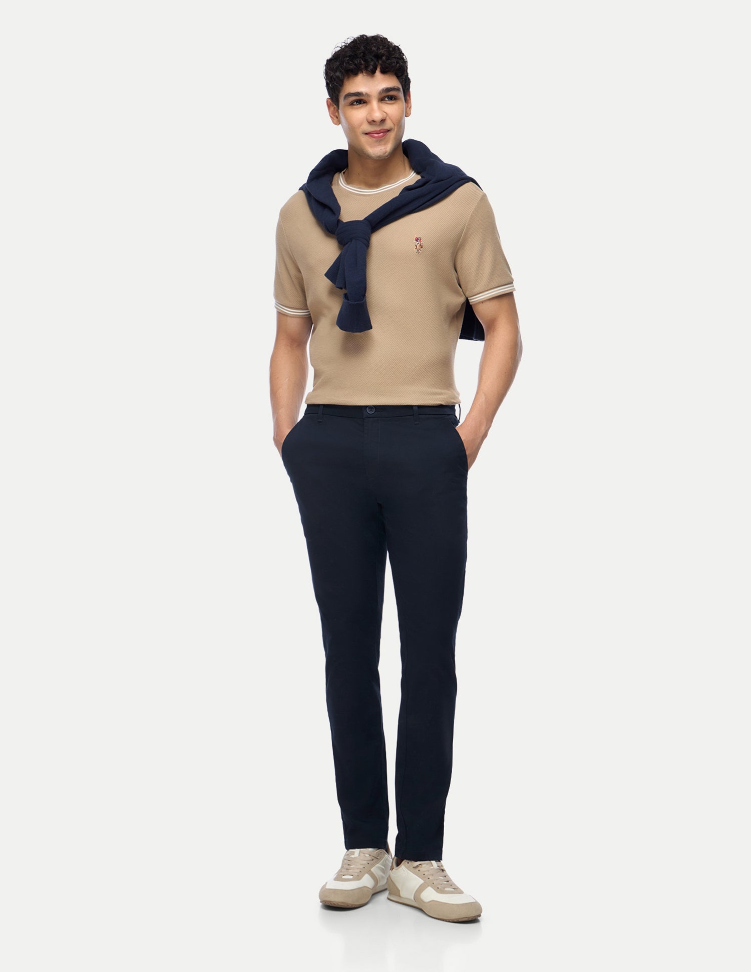 Austin Trim Regular Fit Mid Rise Trousers Navy - U.S. Polo Assn. India | Large