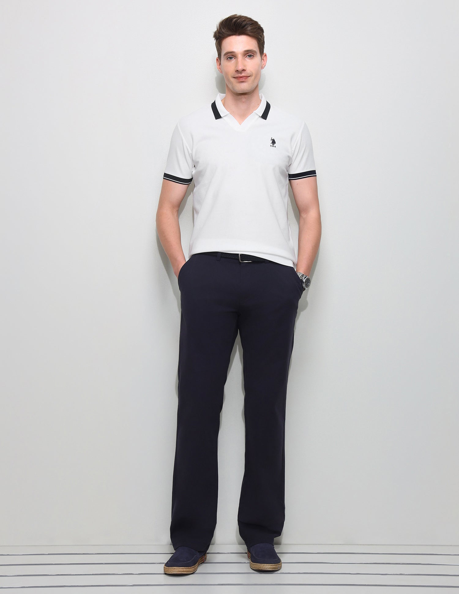 Solid Slim Fit Polo Shirt White - U.S. Polo Assn. India | Large