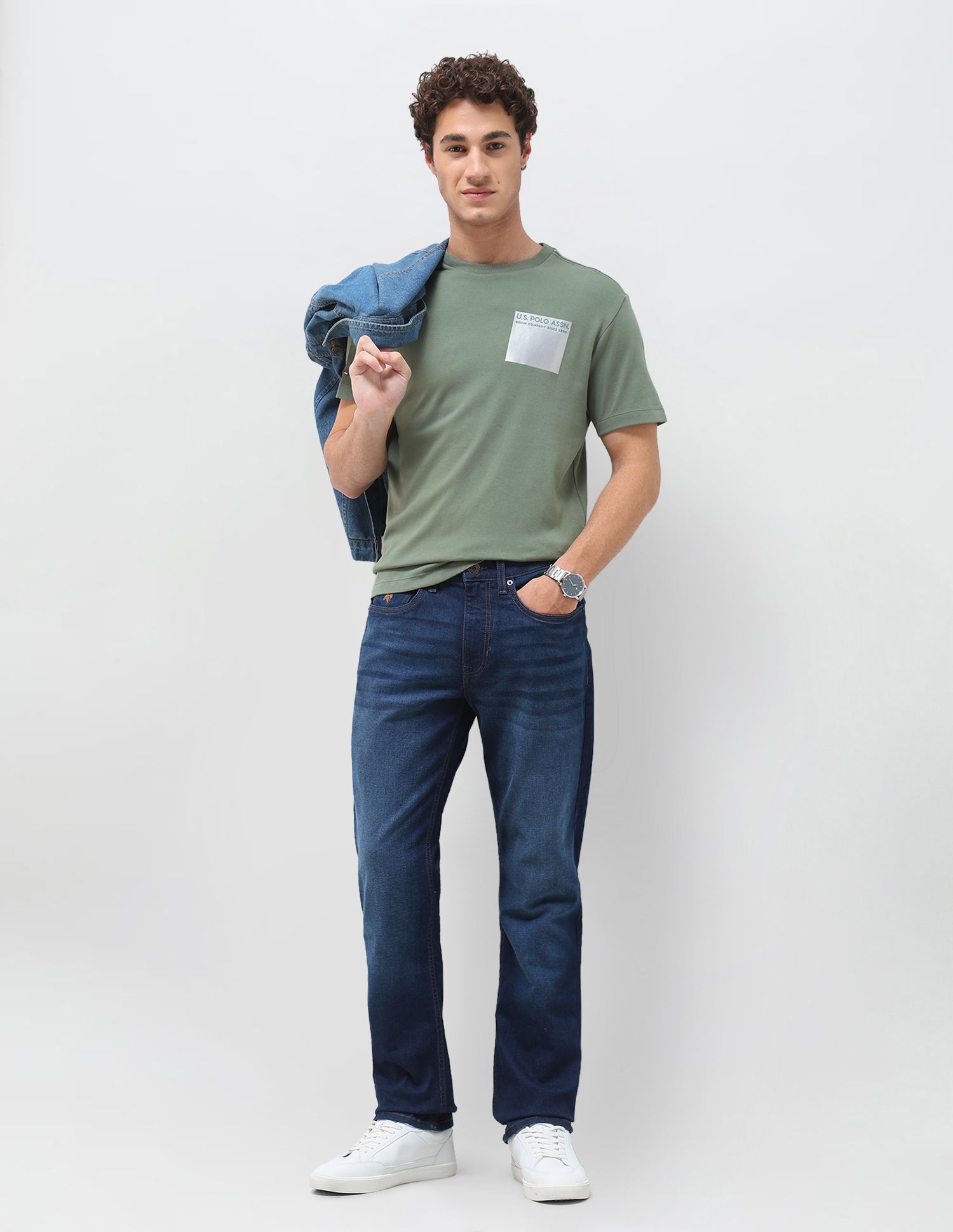 Solid Slim Fit T-Shirt Green - U.S. Polo Assn. India | Large
