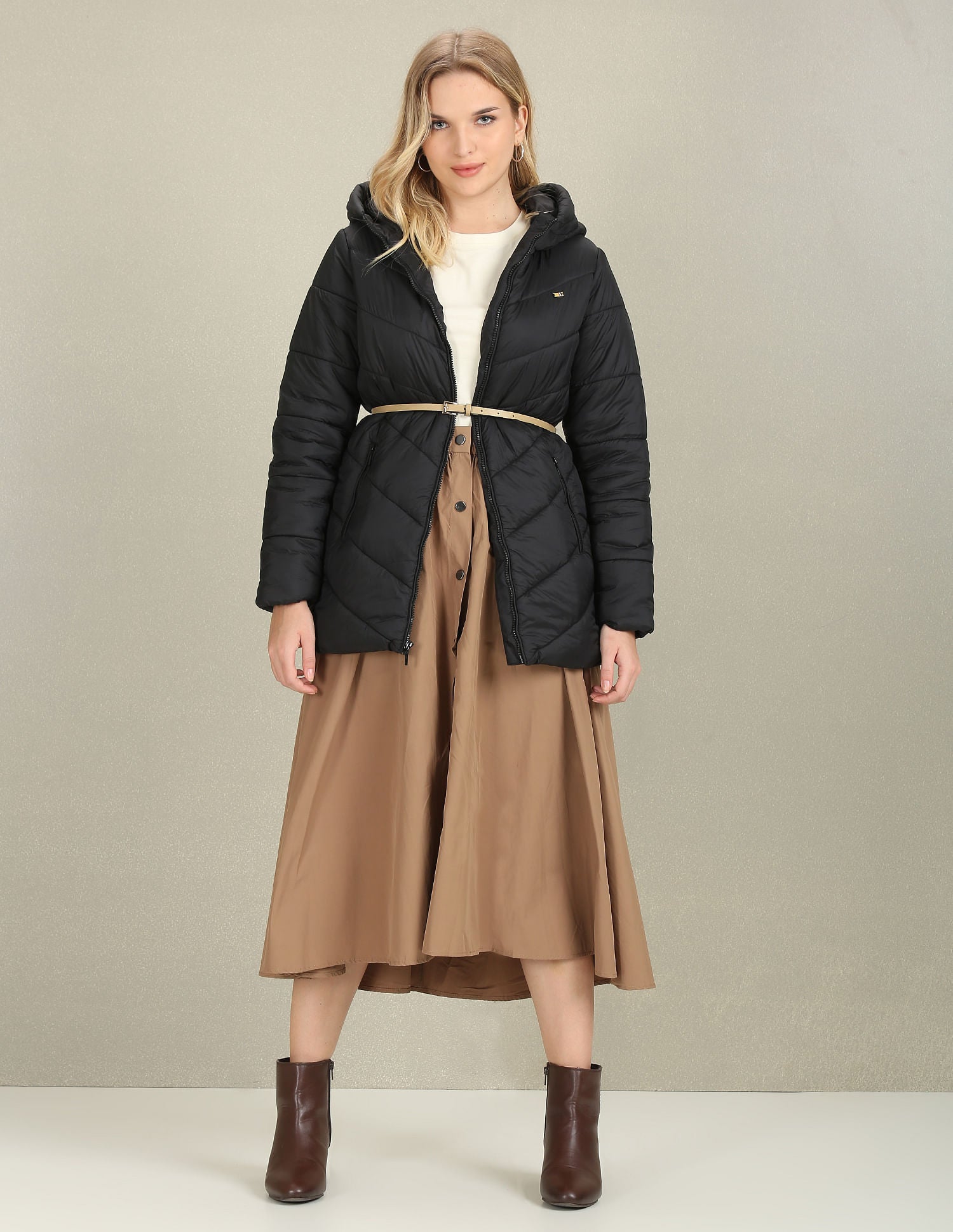 Longline Puffer Hooded Jacket Black - U.S. POLO ASSN. | Large