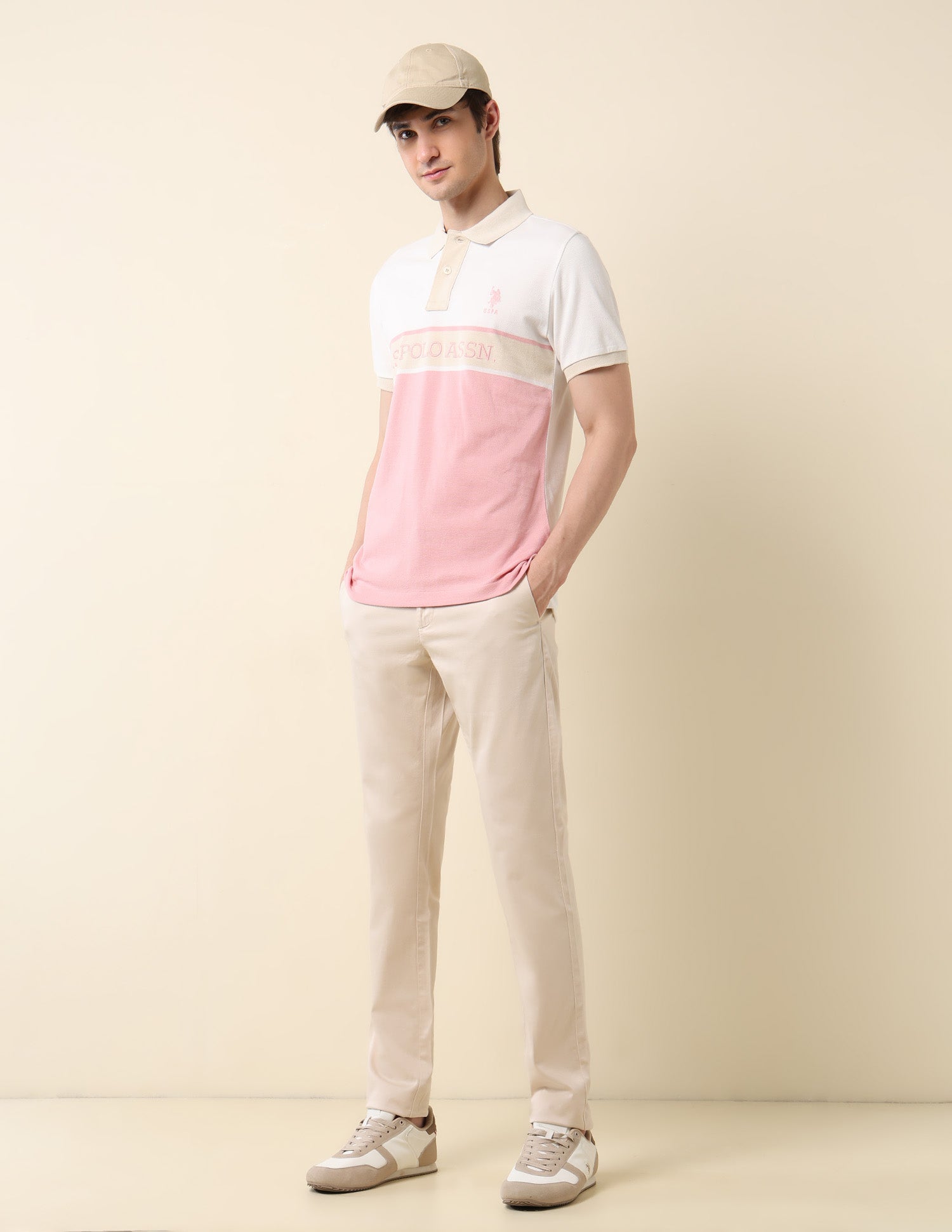 Colourblocked Classic Polo Shirt Light Pink - U.S. POLO ASSN. | Large