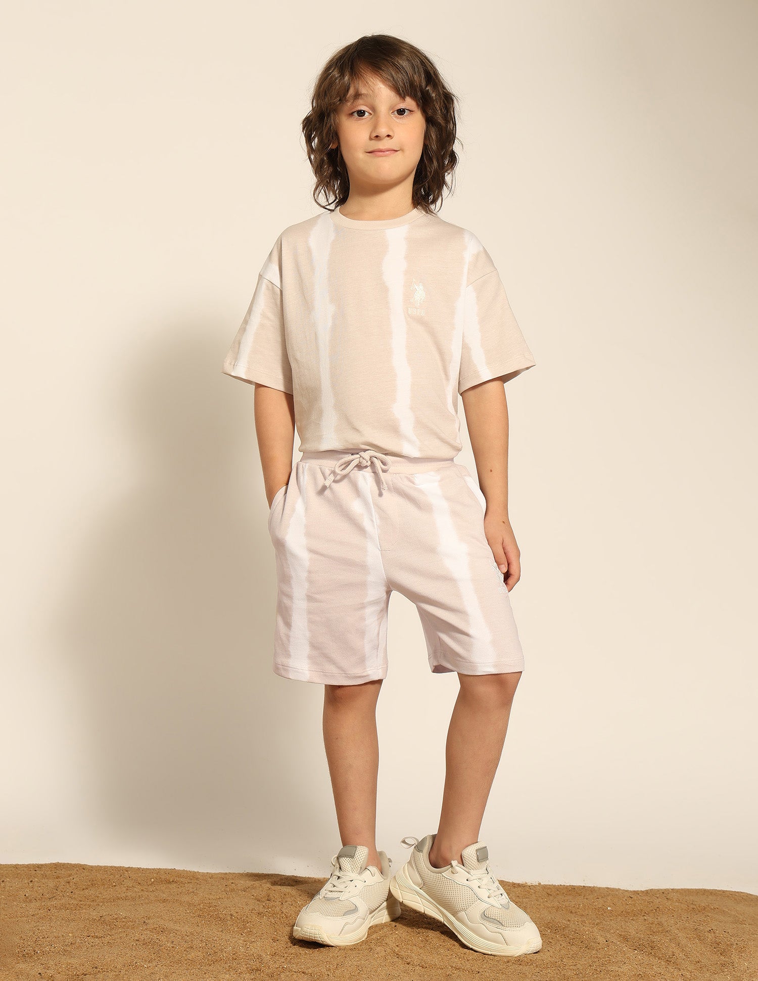 Boys Pure Cotton Dyed Shorts Beige - U.S. POLO ASSN. | Large