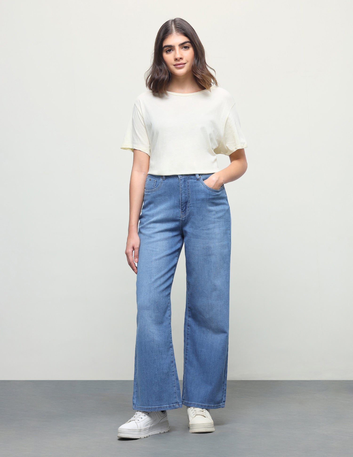 Wide Leg Fit Blue Jeans Light Blue - U.S. Polo Assn. India | Large