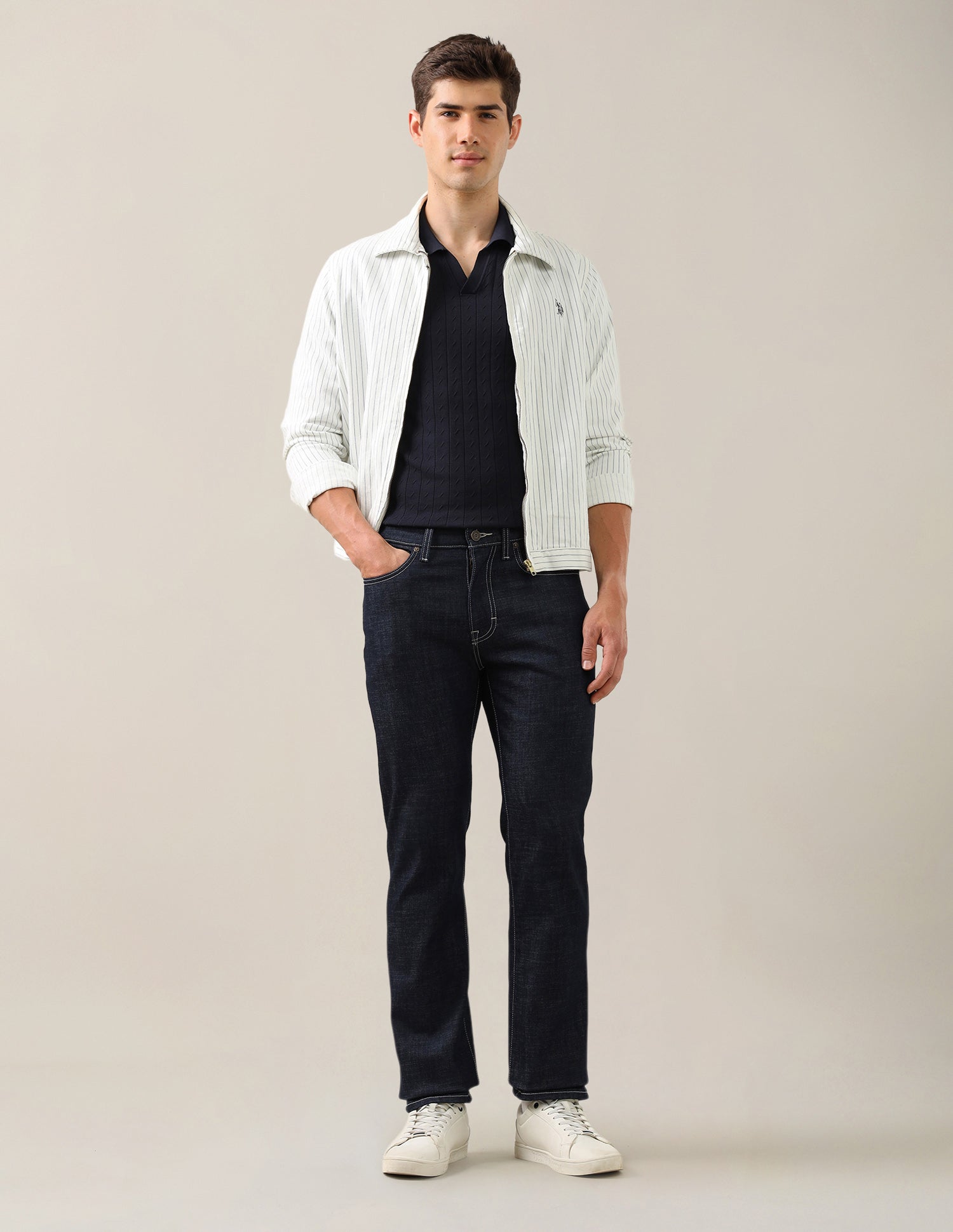 Harold Slim Straight Fit Blue Jeans Dark Blue - U.S. Polo Assn. India | Large