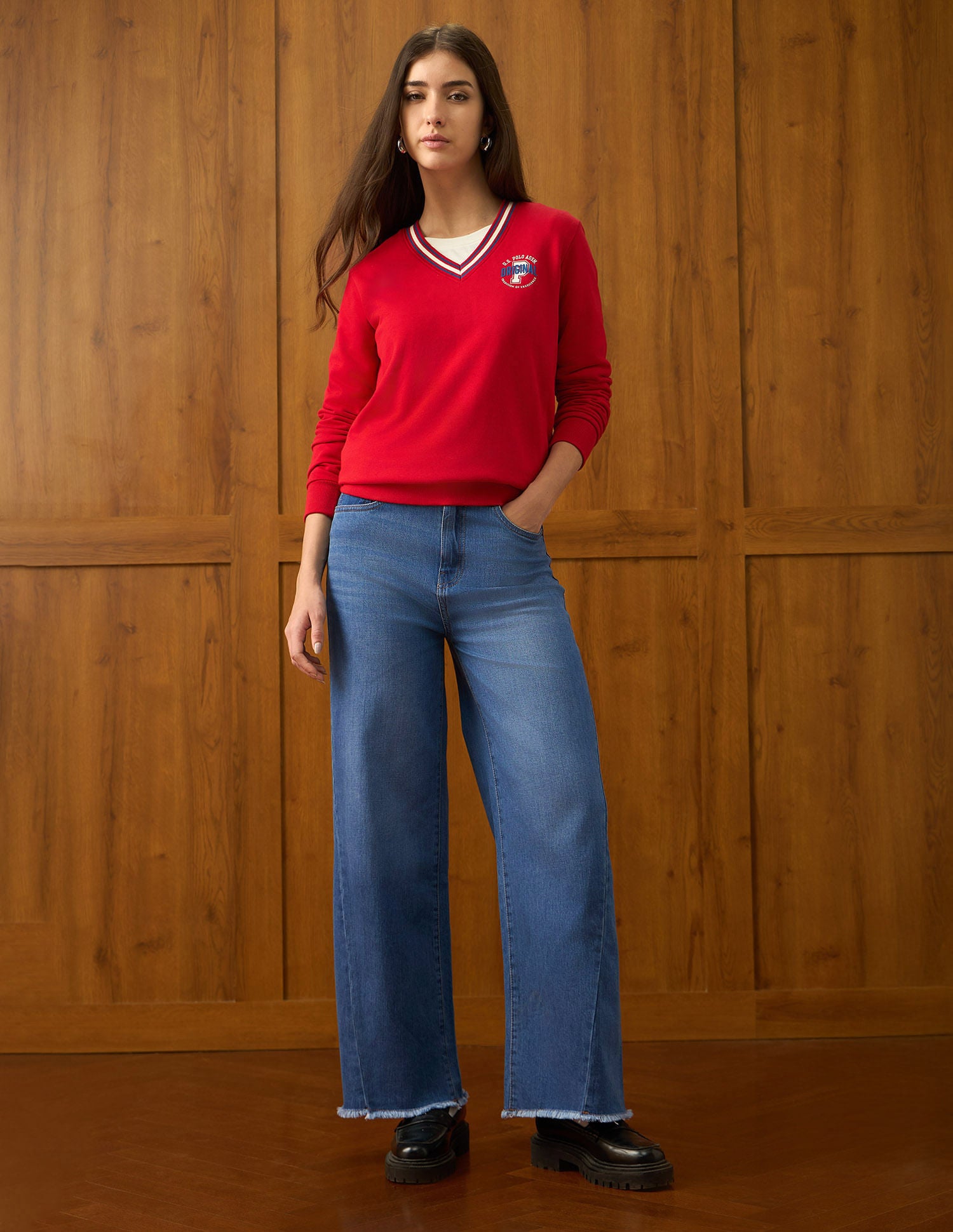 High Rise Wide Leg Fit Blue - U.S. POLO ASSN. | Large