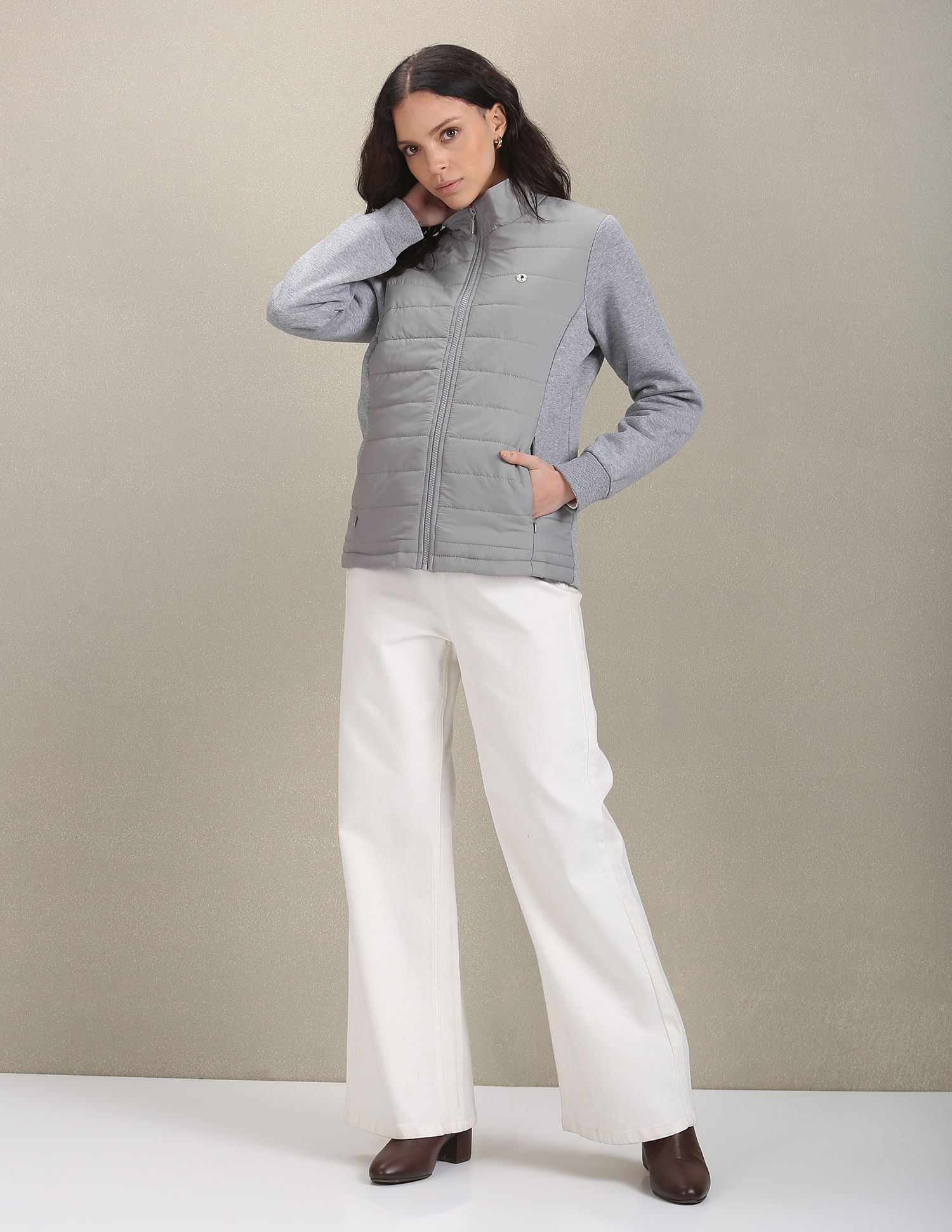 High Neck Puffer Jacket Grey - U.S. Polo Assn. India | Large