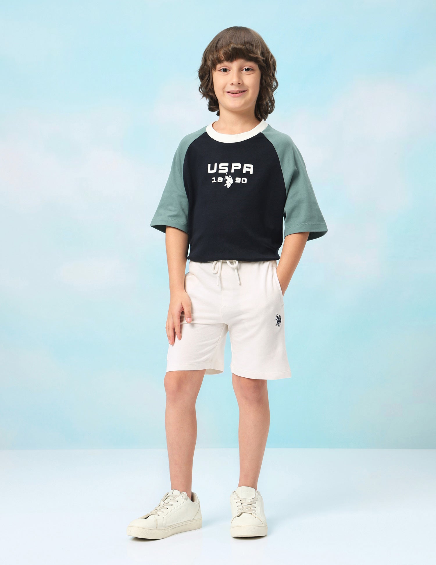 Mid Rise Solid Shorts Off White - U.S. Polo Assn. India | Large