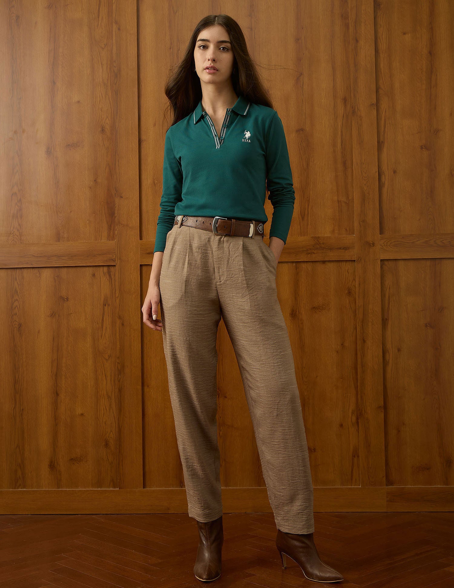 Regular Fit Solid Polo Shirt Dk. Green - U.S. POLO ASSN. | Large