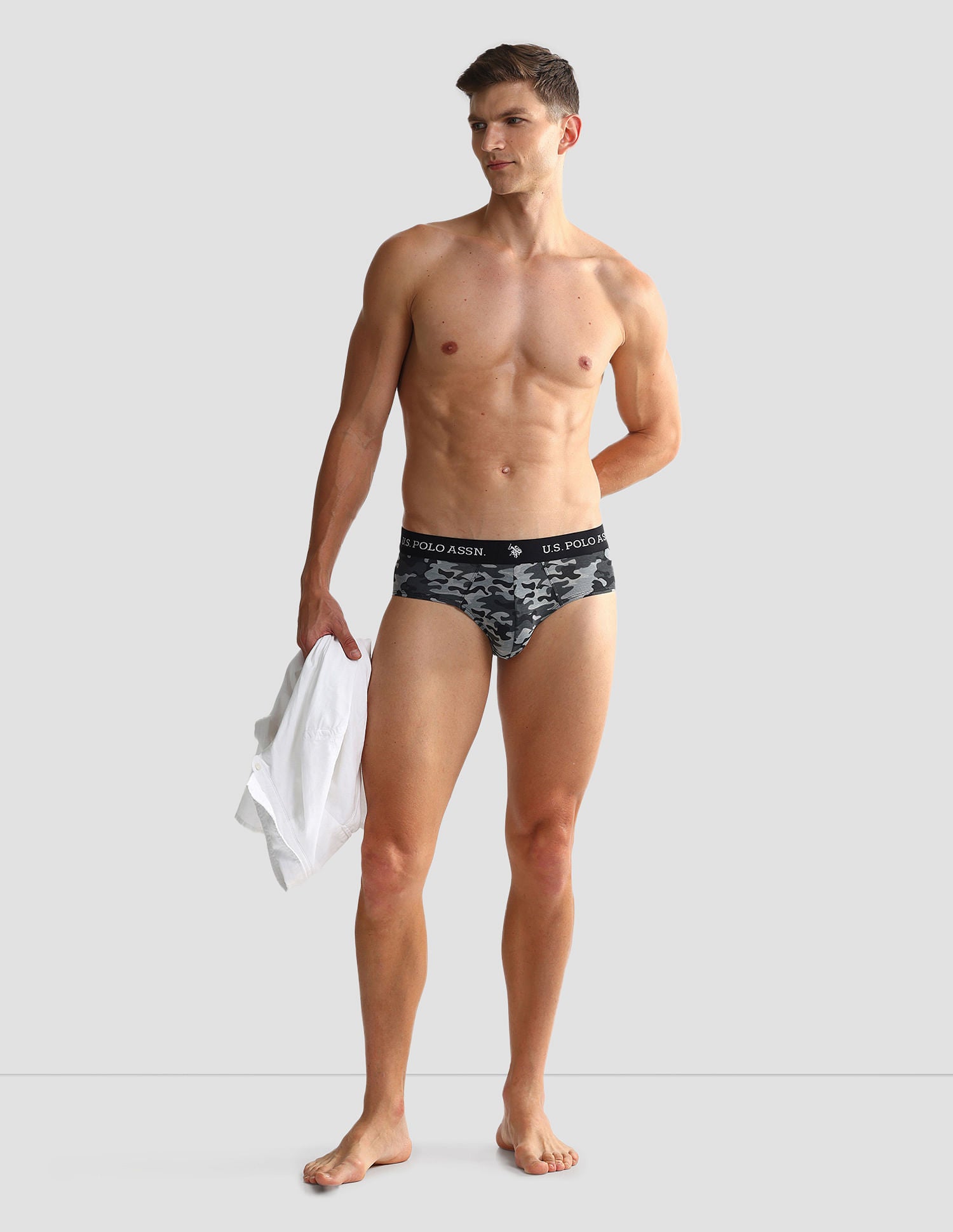 Elasticized Waist OEB09 Briefs - Pack Of 2 Camo Black and Black - U.S. POLO ASSN. | Large