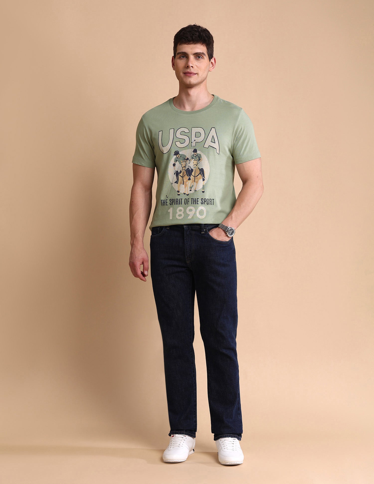 Graphic Printed Muscle Fit T-Shirt Light Green - U.S. POLO ASSN. | Large