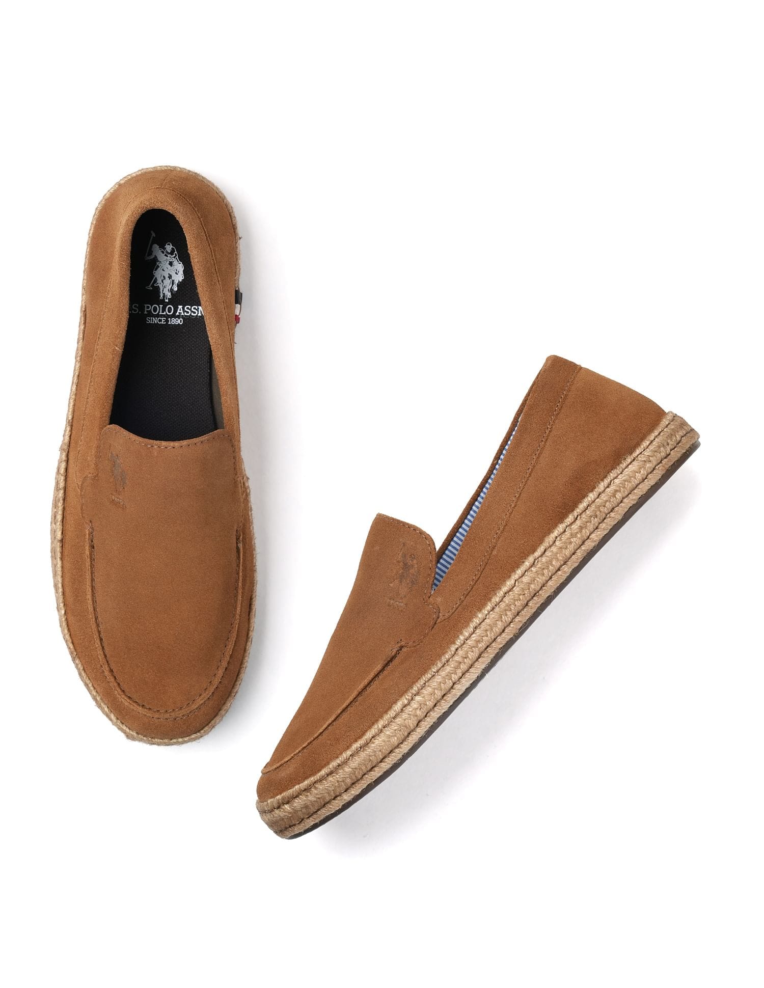 Mens Oudi Suede Slip-On Shoes Tan - U.S. Polo Assn. India | Large