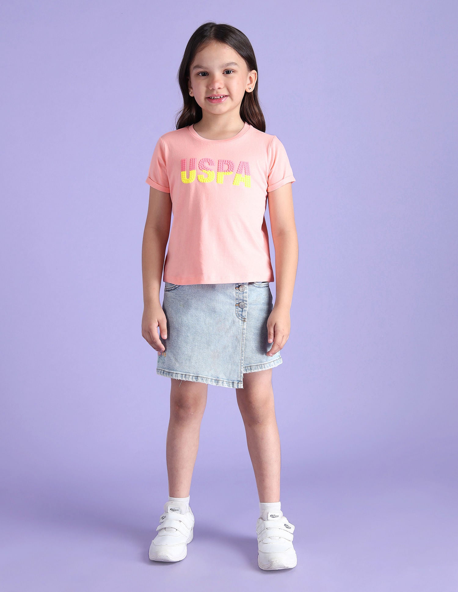 Girls Embellished Cotton T-Shirt Pink - U.S. POLO ASSN. | Large