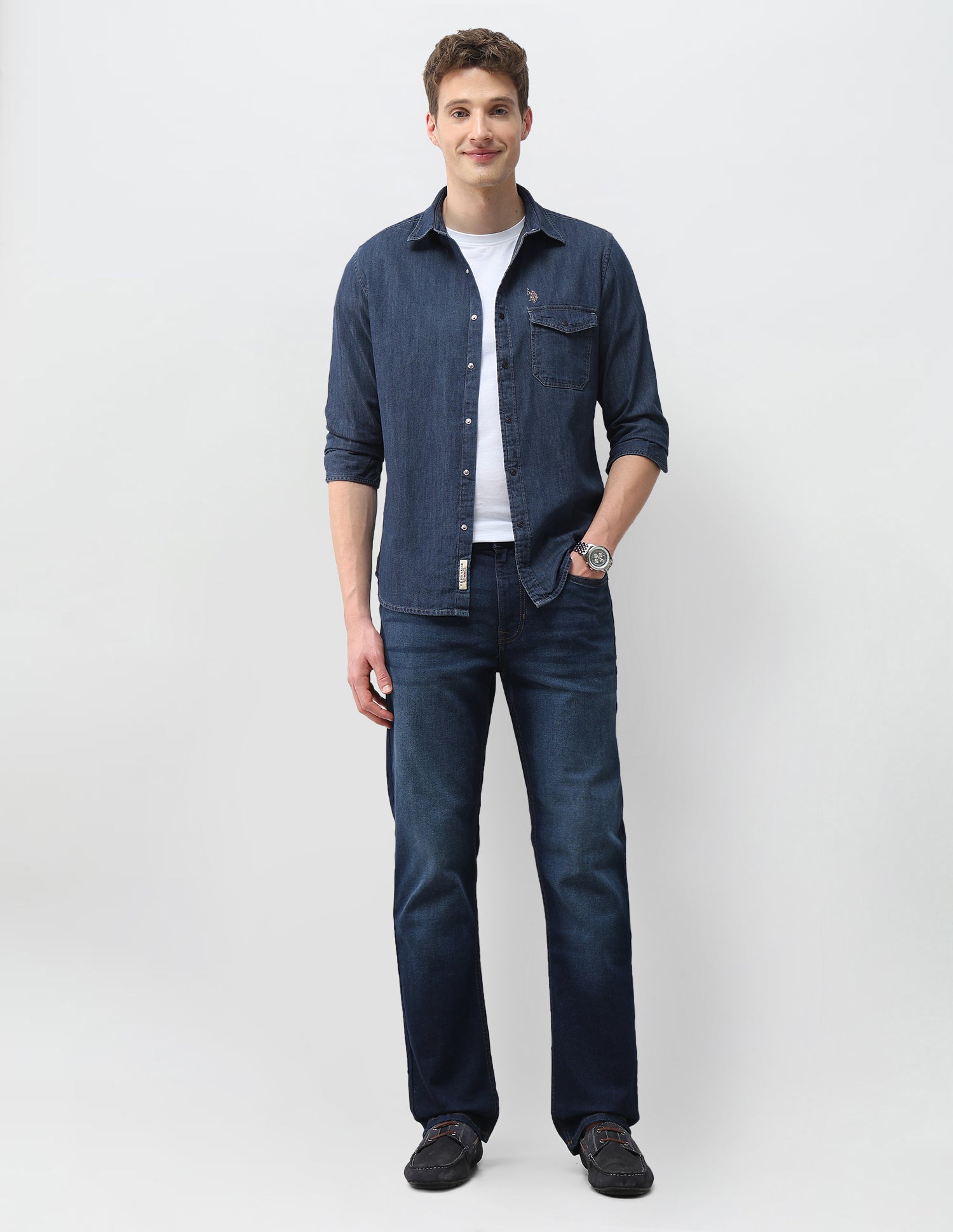 Solid Comfort Fit Shirt Indigo - U.S. Polo Assn. India | Large