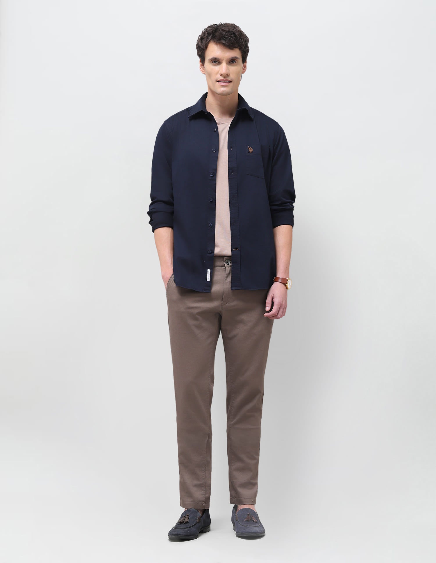 Solid Regular Fit Trouser Grey - U.S. Polo Assn. India | Large