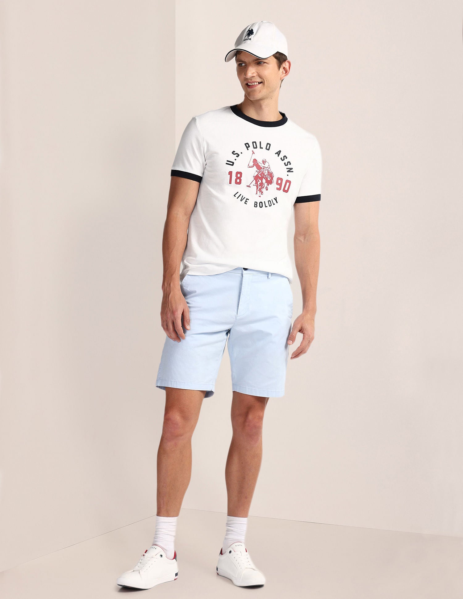 Crew Neck Brand Print T-Shirt White - U.S. POLO ASSN. | Large