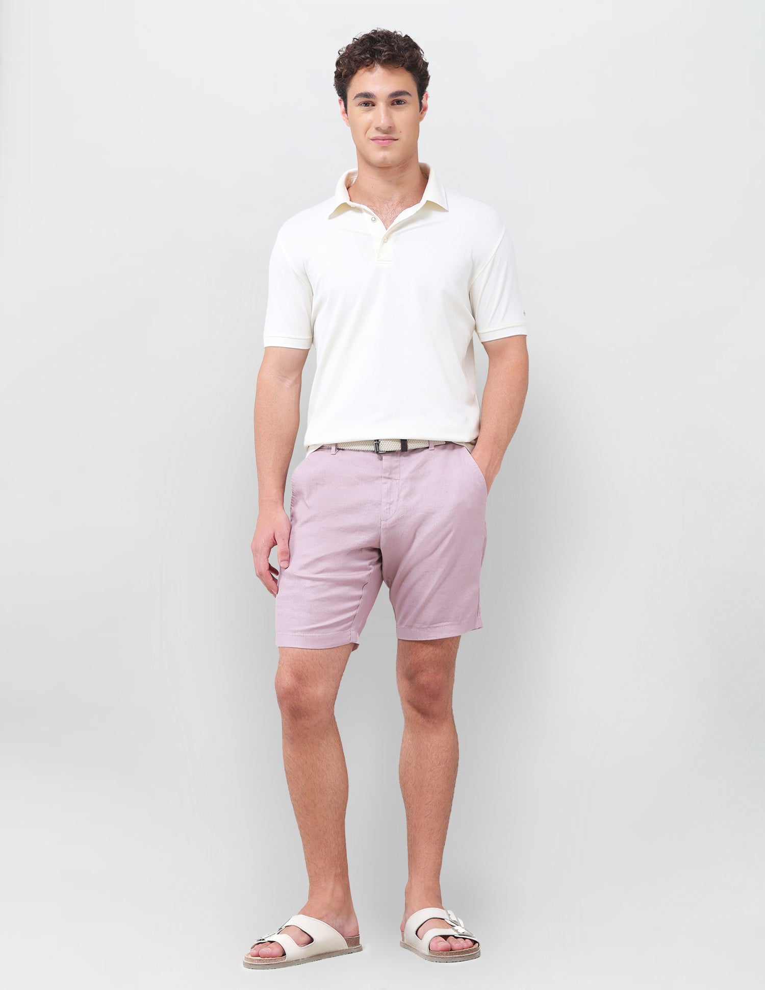 Solid Slim Fit Chino Shorts Pink - U.S. Polo Assn. India | Large