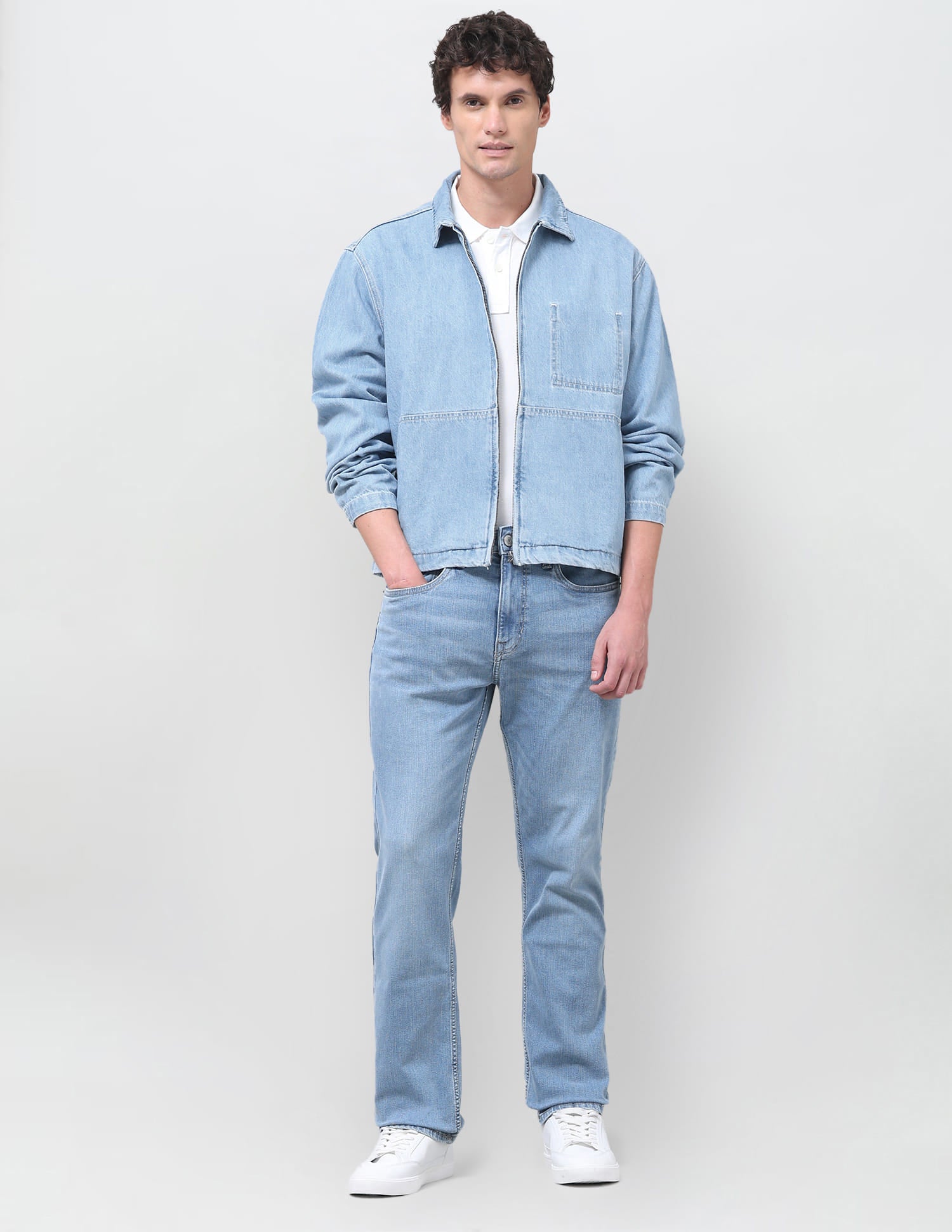 Solid Regular Fit Denim Jacket Light Indigo - U.S. Polo Assn. India | Large