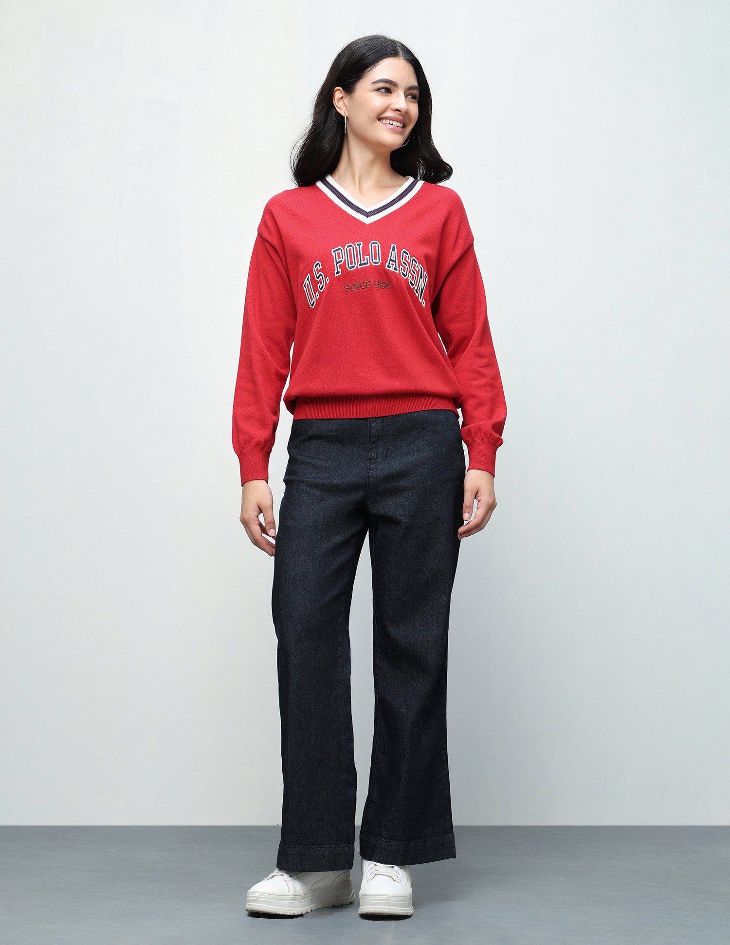 Brand Embroidered Regular Fit Sweater Red - U.S. Polo Assn. India | Large