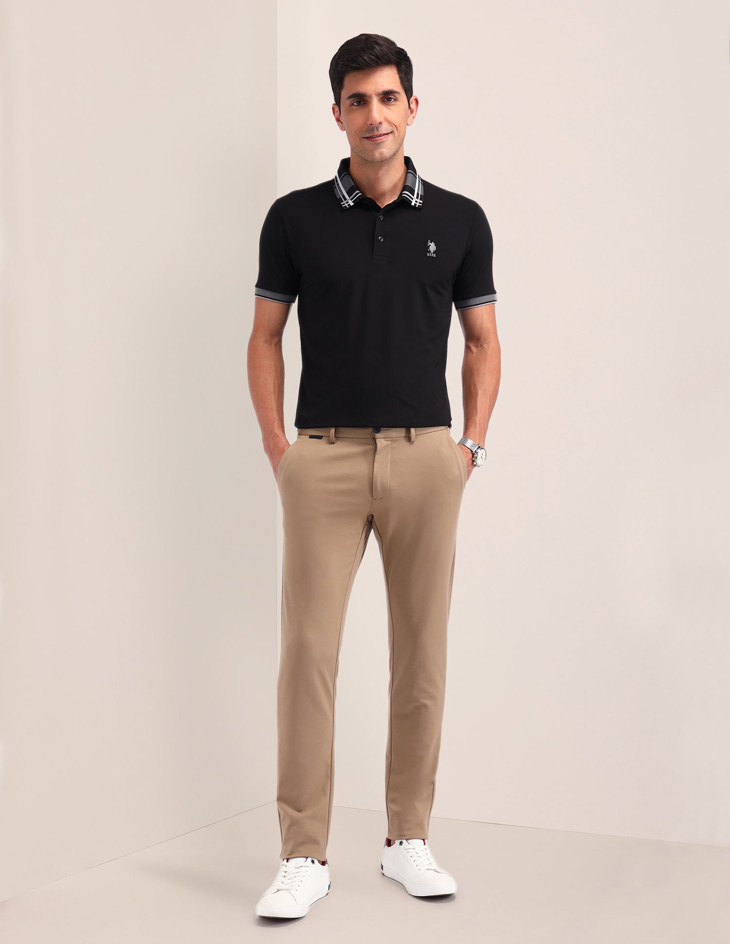 Solid Slim Fit Polo Shirt Black - U.S. Polo Assn. India | Large