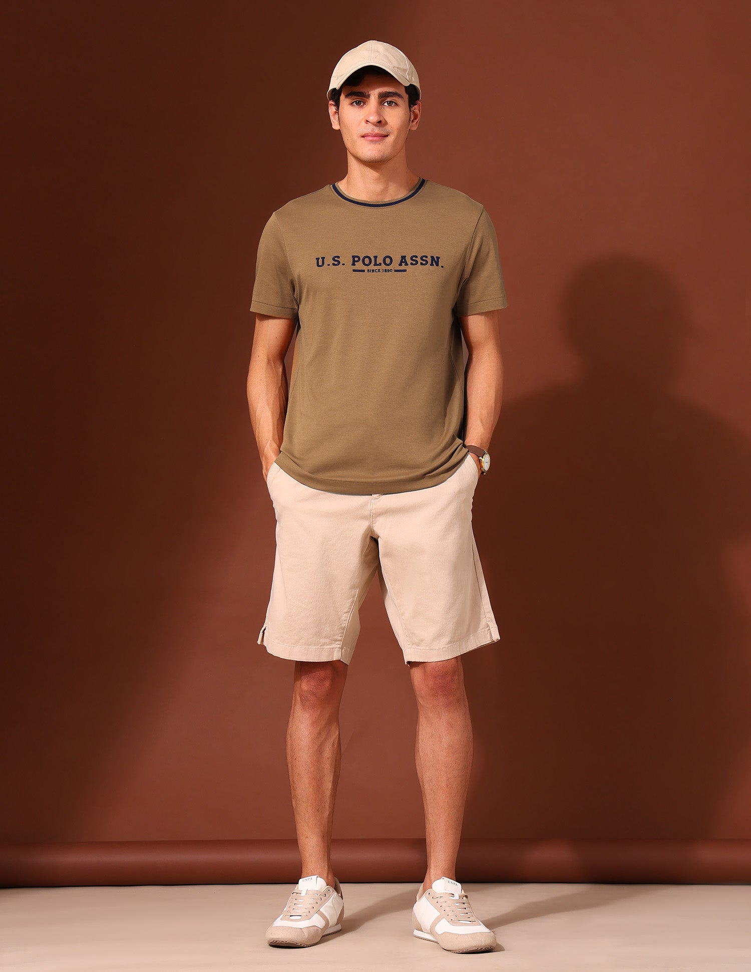 Brand Embroidered Pure Cotton Classic T-Shirt Brown - U.S. Polo Assn. India | Large
