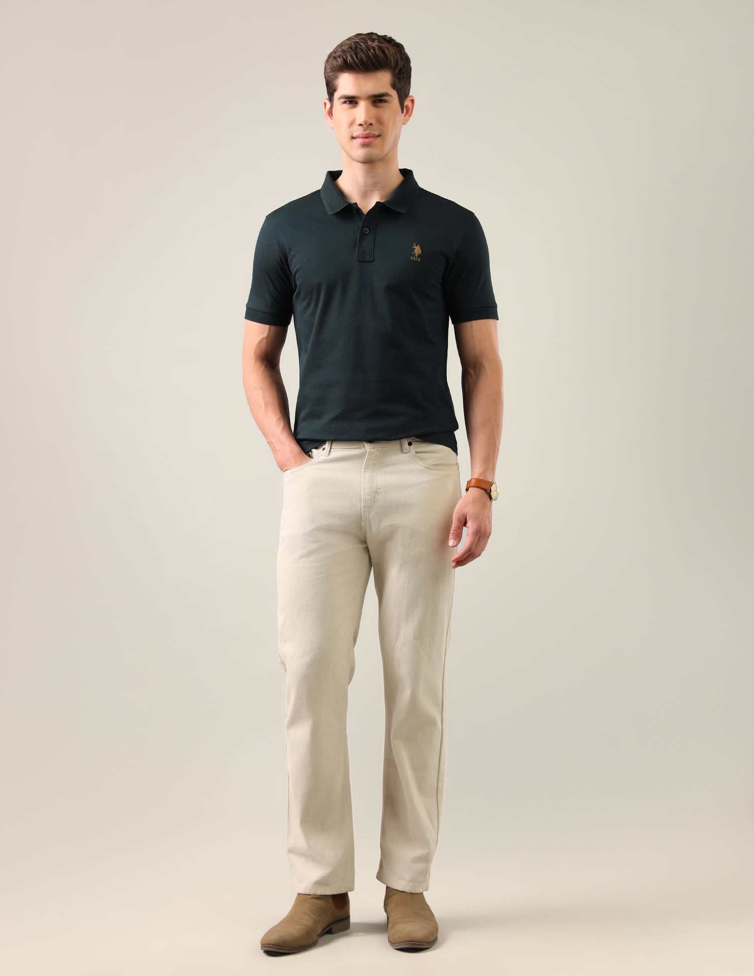Brand Embroidered Slim Fit Polo Shirt Green - U.S. Polo Assn. India | Large