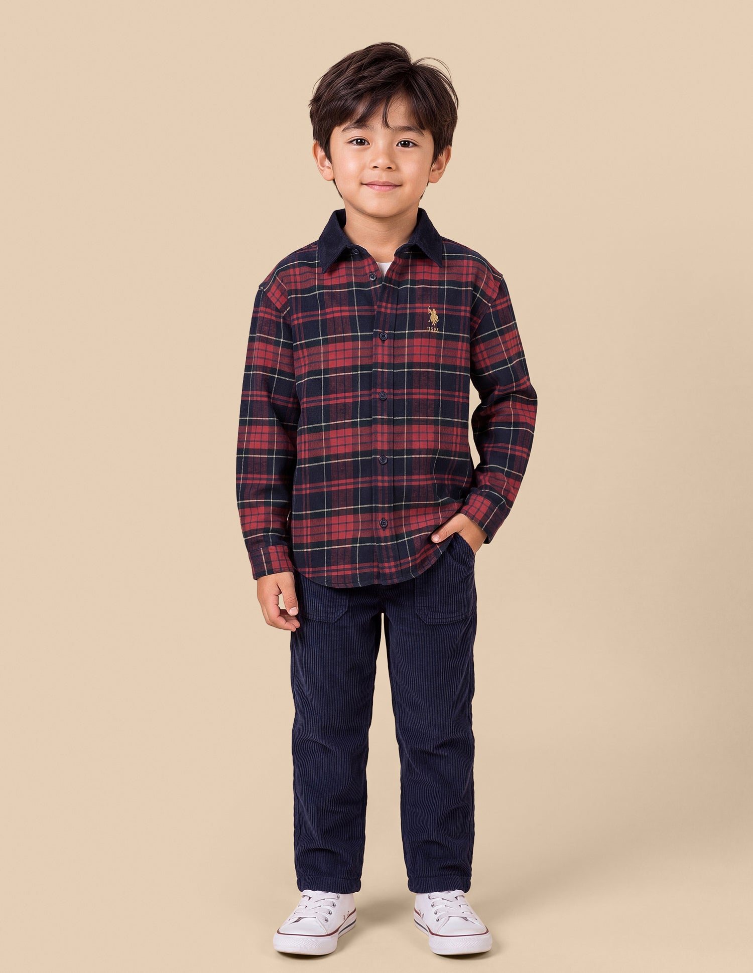 Plaid Checked Twill Shirt Red - U.S. Polo Assn. India | Large