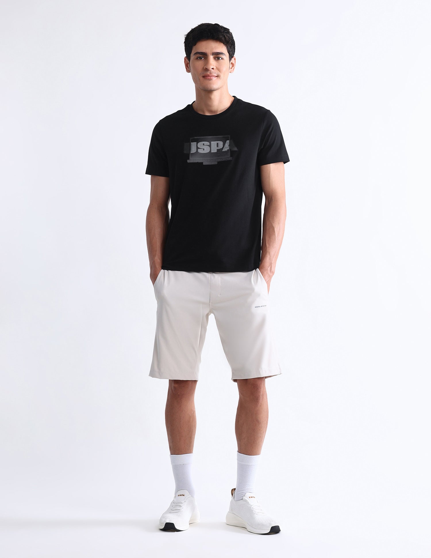 Brand Printed Slim Fit T-Shirt Black - U.S. Polo Assn. India | Large