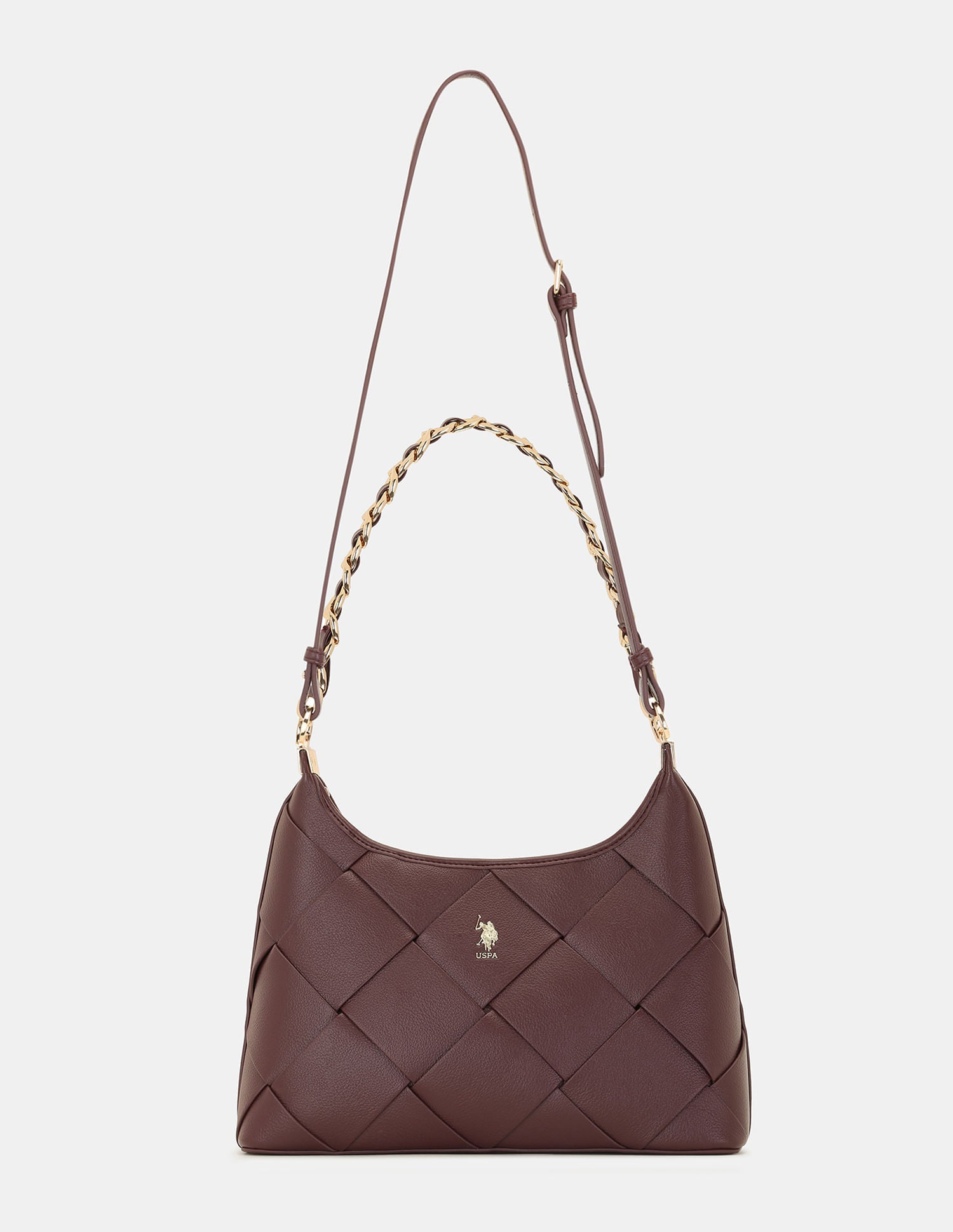 Women Babie Shoulder Bag with Woven Texture Burgundy - U.S. POLO ASSN. | Large