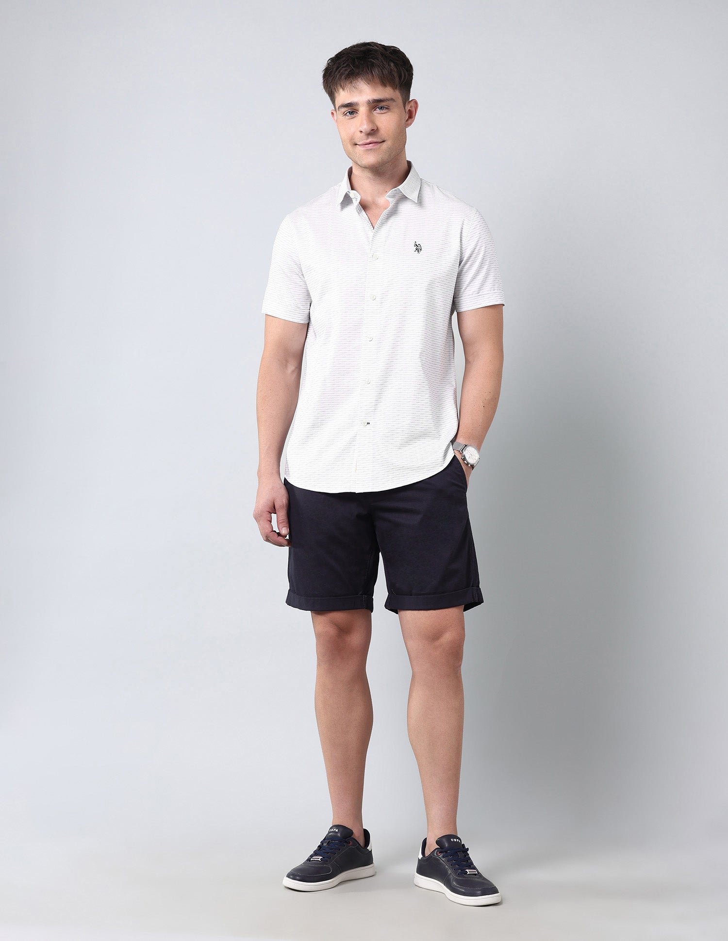 All Over Printed Dobby Shirt White - U.S. Polo Assn. India | Large