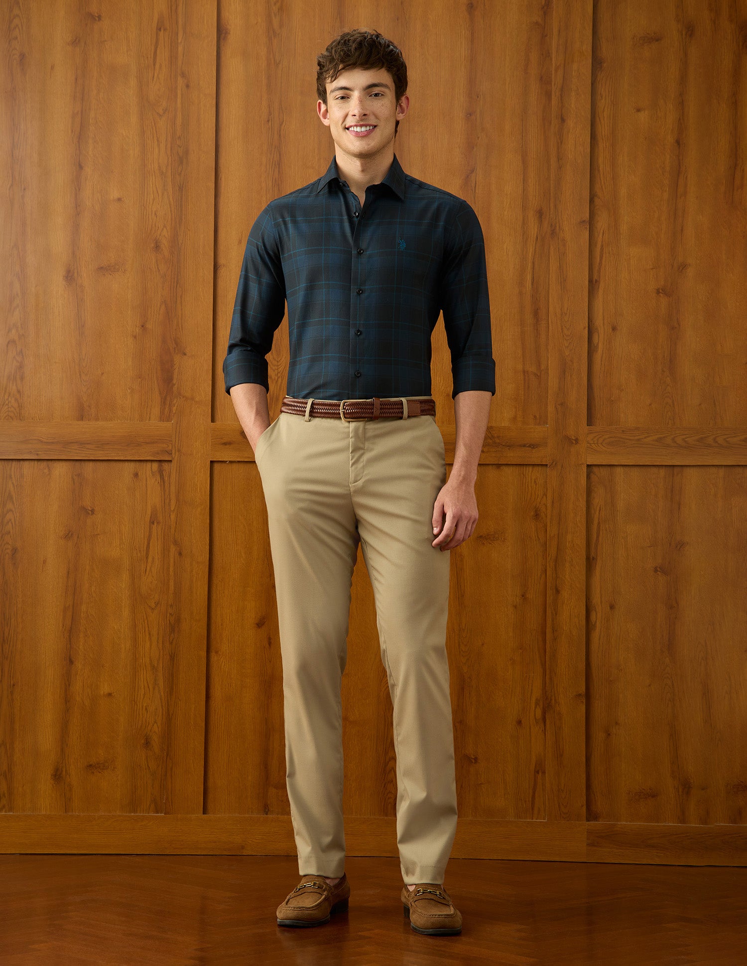 Tartan Checked Twill Shirt Teal - U.S. Polo Assn. India | Large