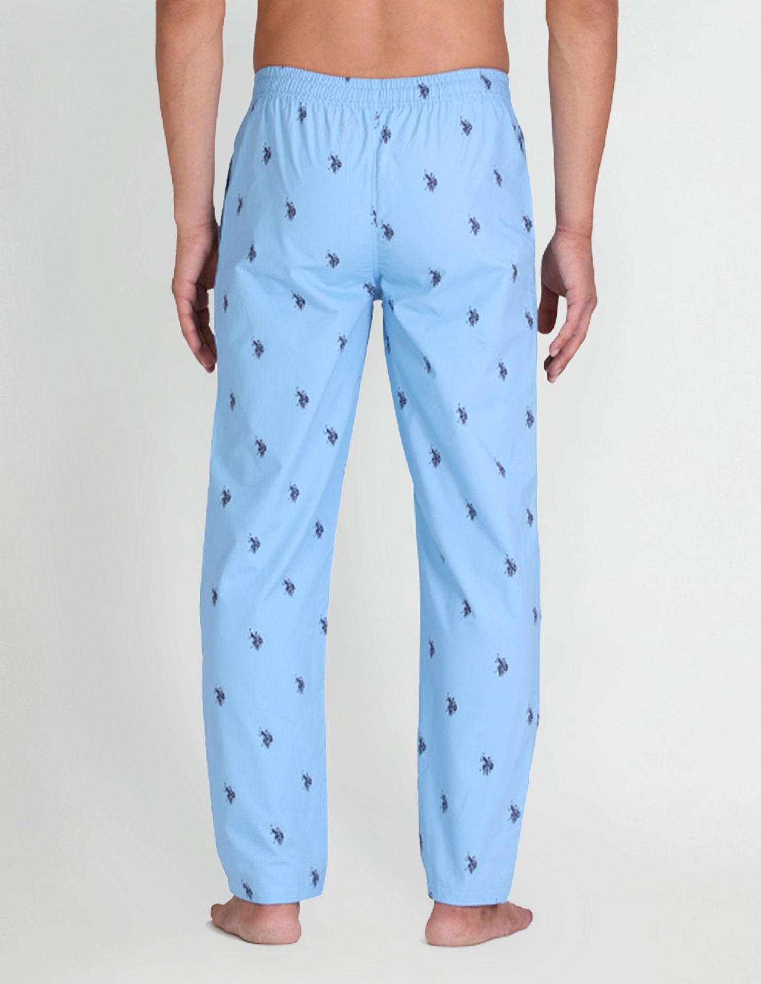 Signature Logo Print Cotton Lounge Pants - Pack Of 1 Blue - U.S. Polo Assn. India | Large