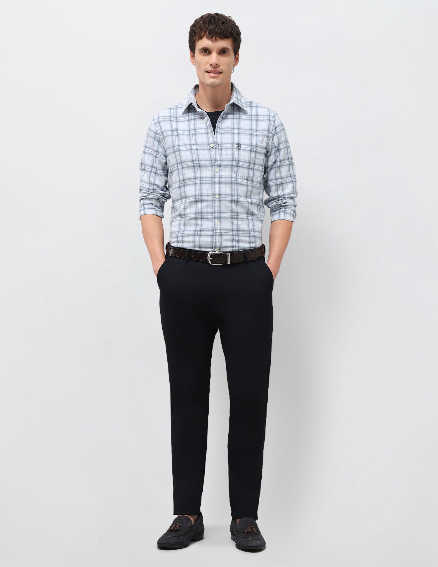 Tartan Checked Oxford Shirt Grey - U.S. Polo Assn. India | Large