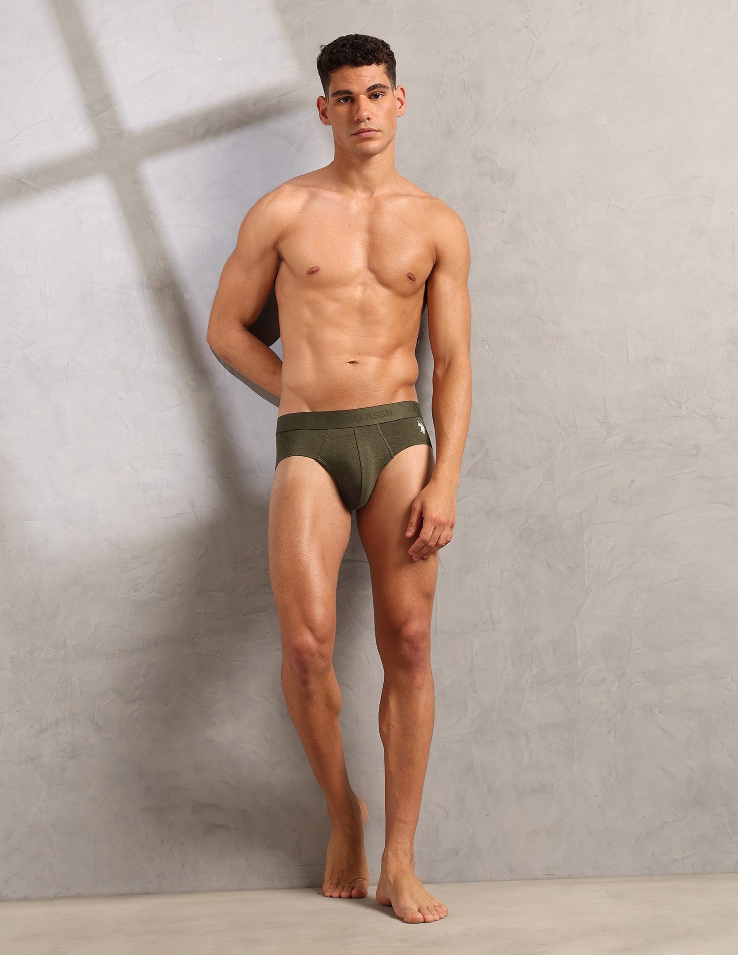 Breathable Bamboo Cotton PB006 Briefs - Pack Of 1 Olive Melange - U.S. POLO ASSN. | Large