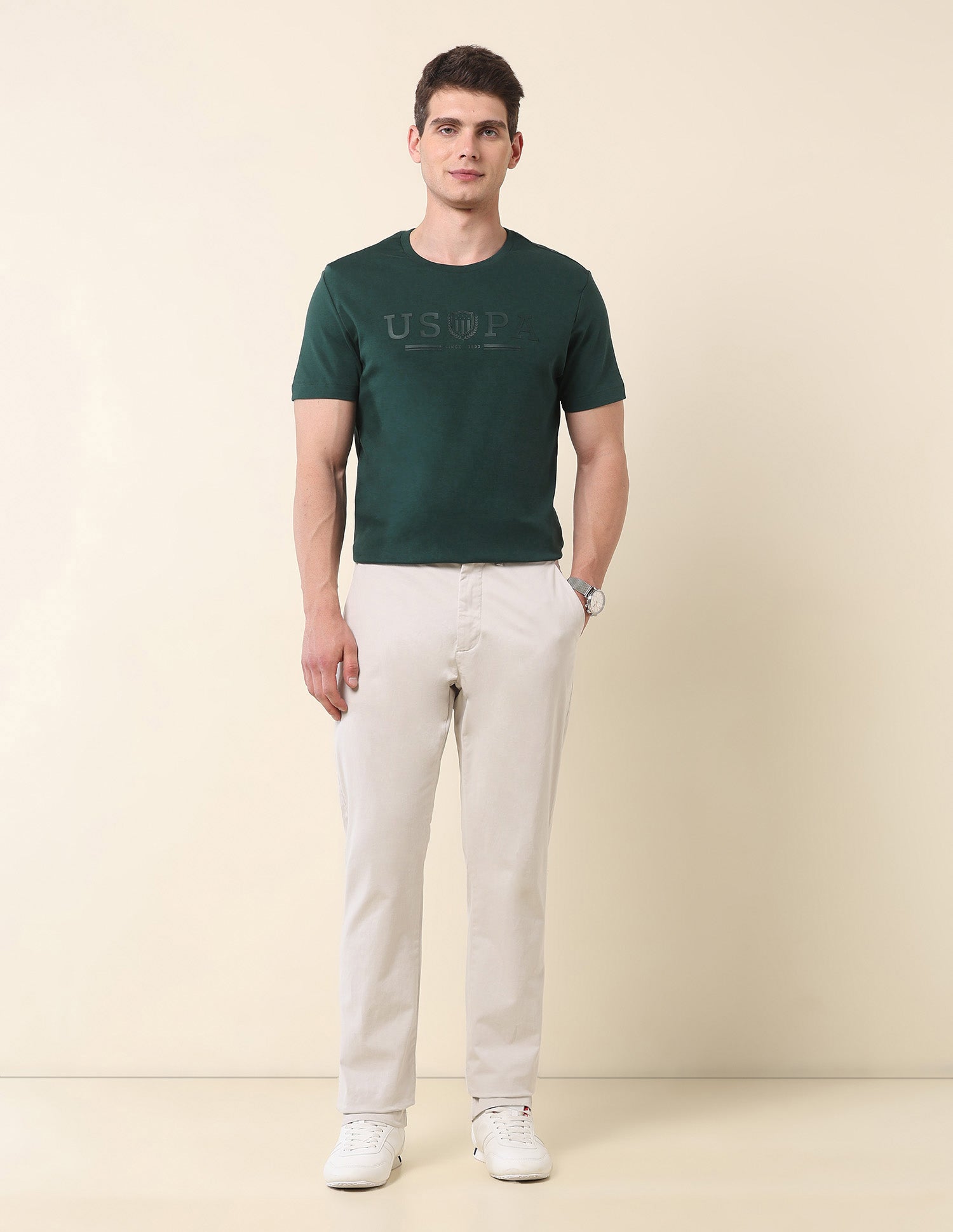 Brand Printed Gold Cup T-Shirt Dark Green - U.S. Polo Assn. India | Large