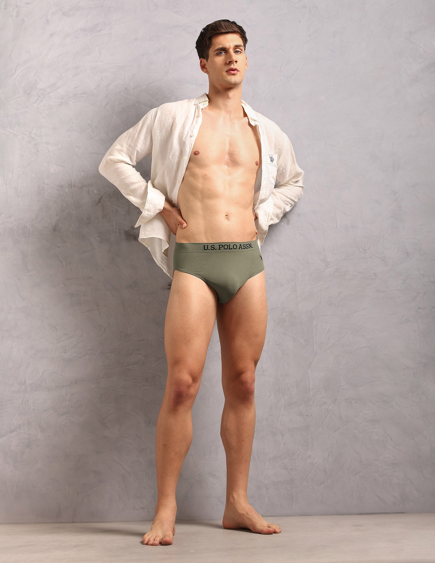 Ultra Stretch Breathable AB003 Briefs - Pack of 1 Olive - U.S. Polo Assn. India | Large