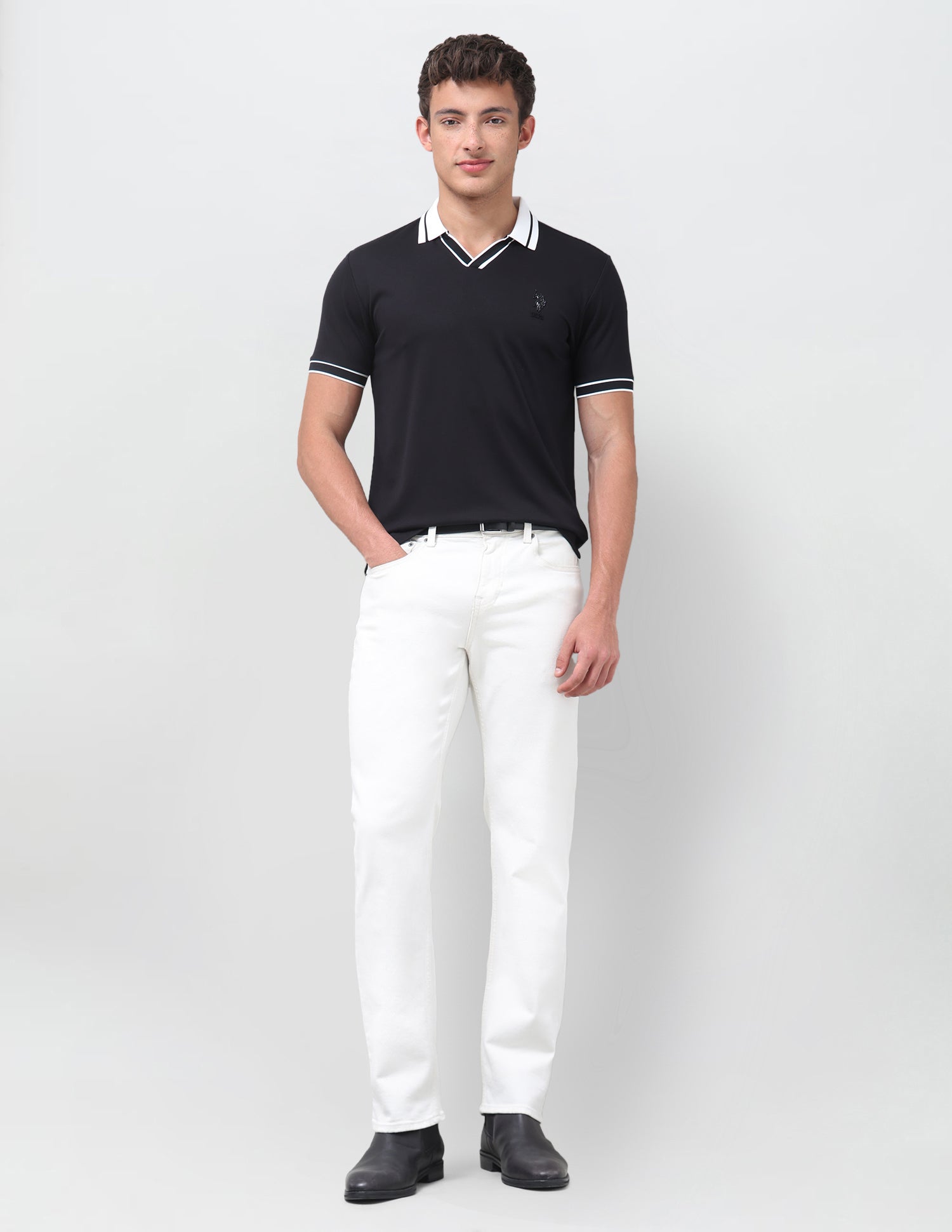 Solid Slim Fit Polo Shirt Black - U.S. Polo Assn. India | Large