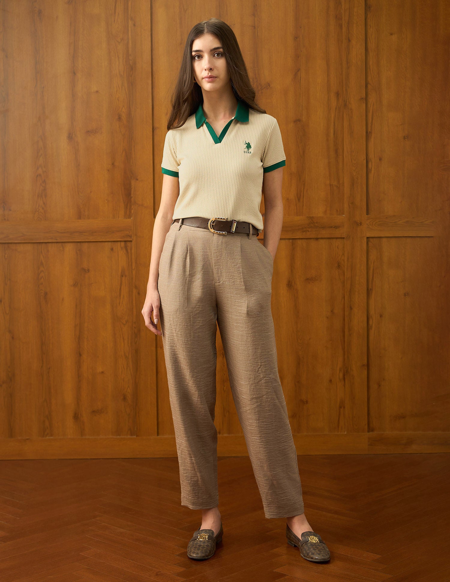 Textured Regular Fit Polo Shirt Ecru - U.S. POLO ASSN. | Large