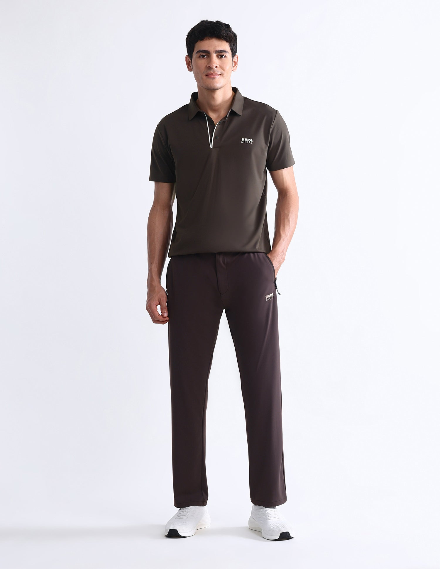 Solid Slim Fit Polo Shirt Dark Brown - U.S. Polo Assn. India | Large