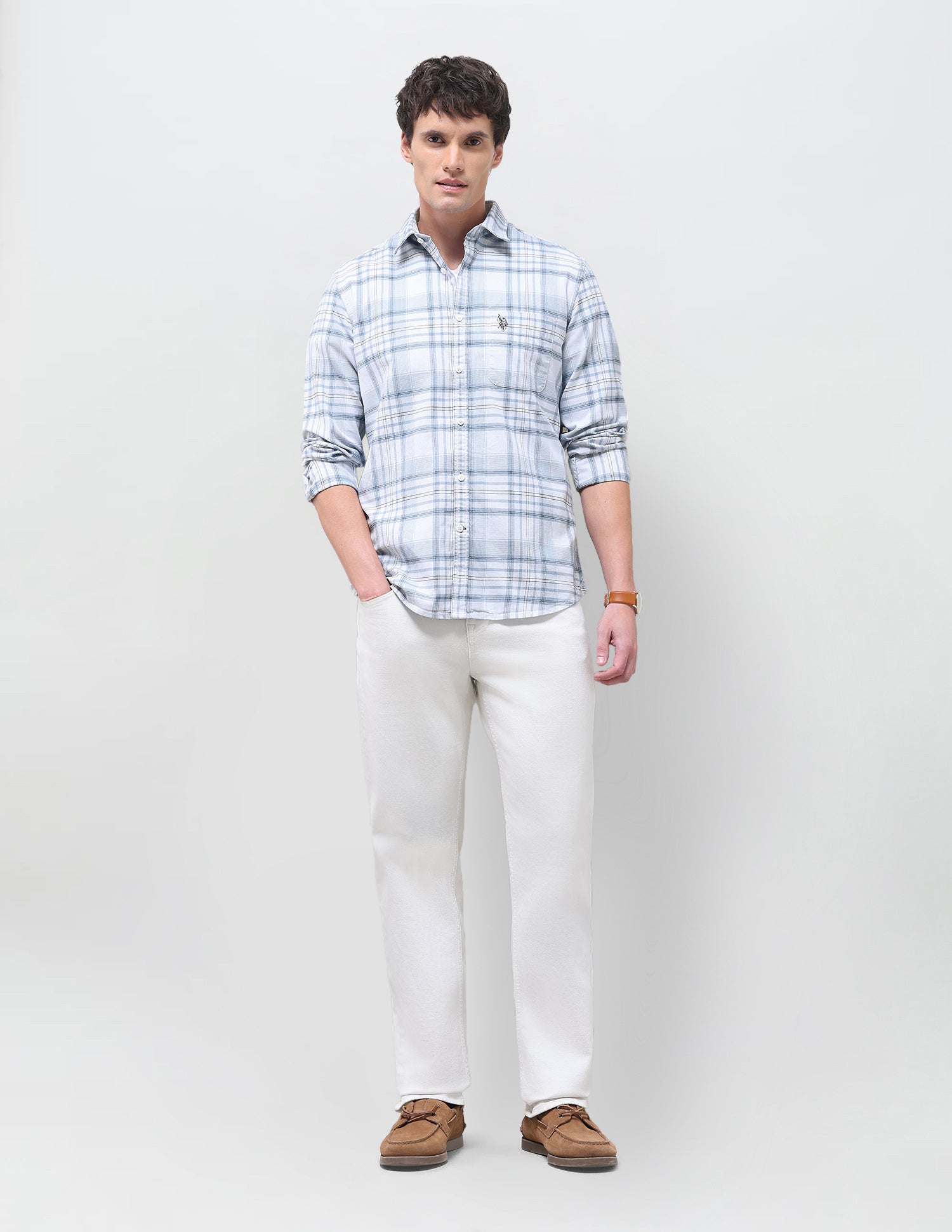 Twill Tartan Checked Shirt Blue - U.S. Polo Assn. India | Large