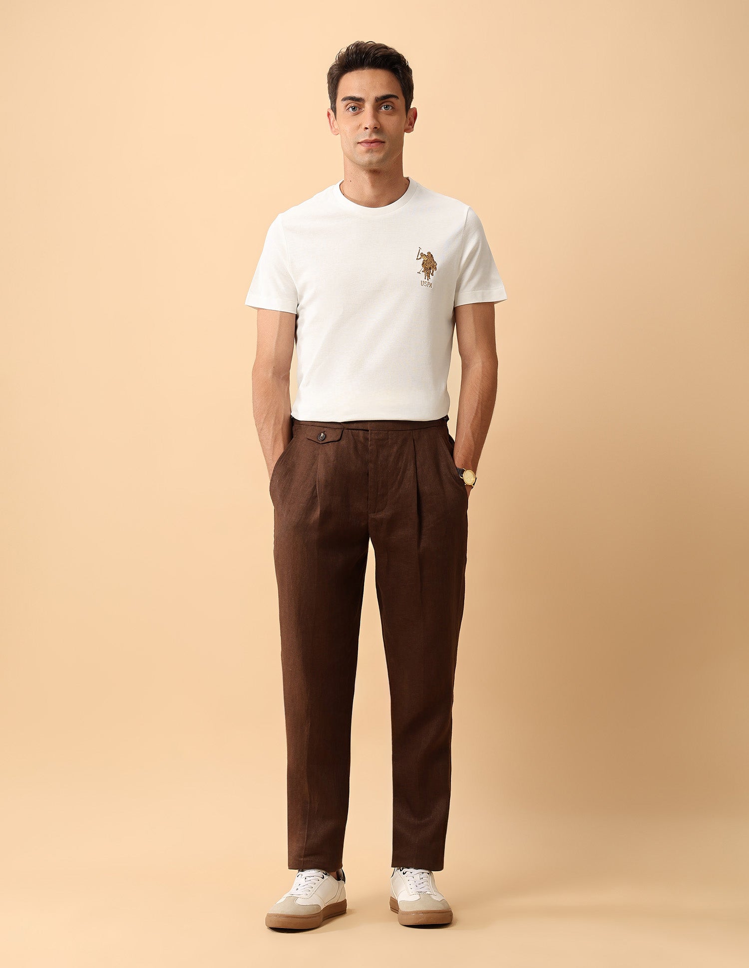 Pacho X Slim Fit Pure Cotton T-Shirt Off White - U.S. Polo Assn. India | Large