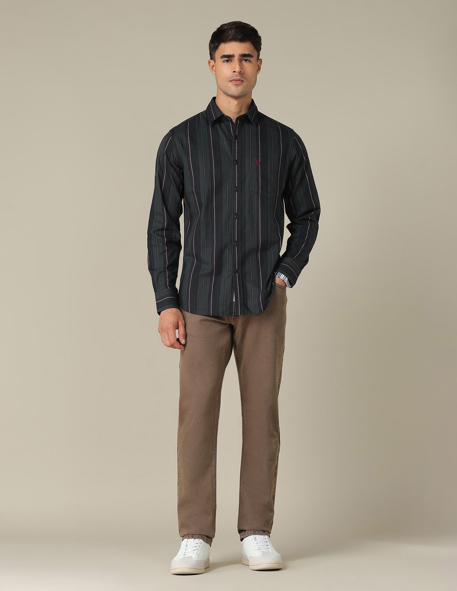 Tailored Fit Vertical Striped Shirt Black - U.S. POLO ASSN. | Large