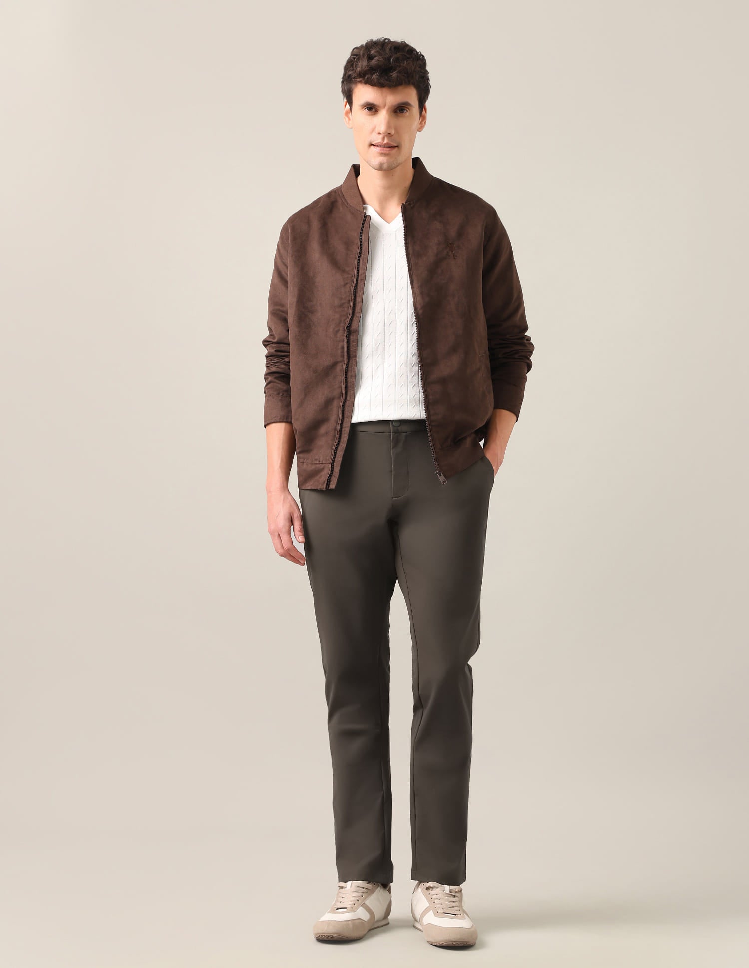 Denver Slim Fit Mid Rise Trousers Brown - U.S. Polo Assn. India | Large