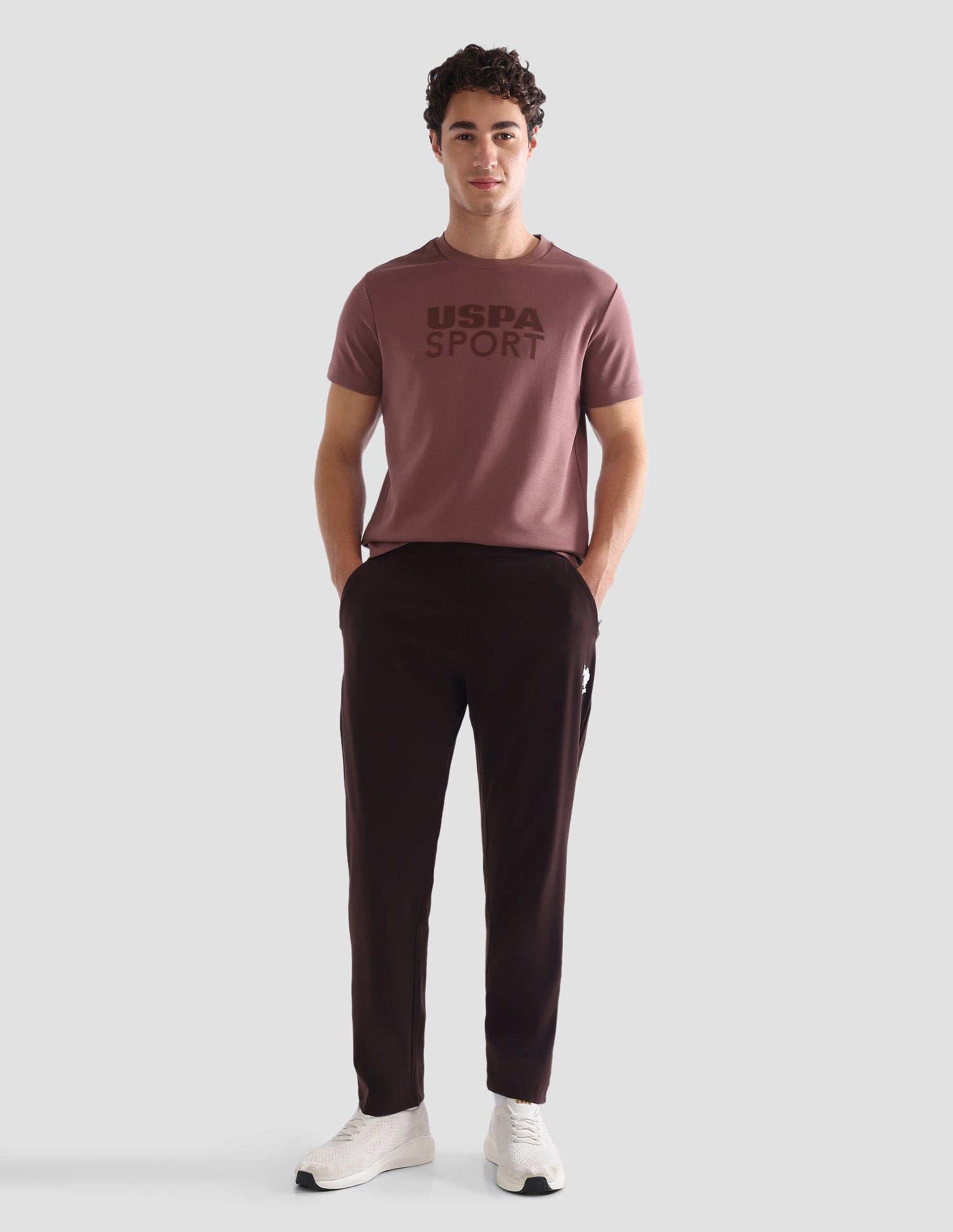 Solid Slim Fit Active T-Shirt Dark Pink - U.S. Polo Assn. India | Large