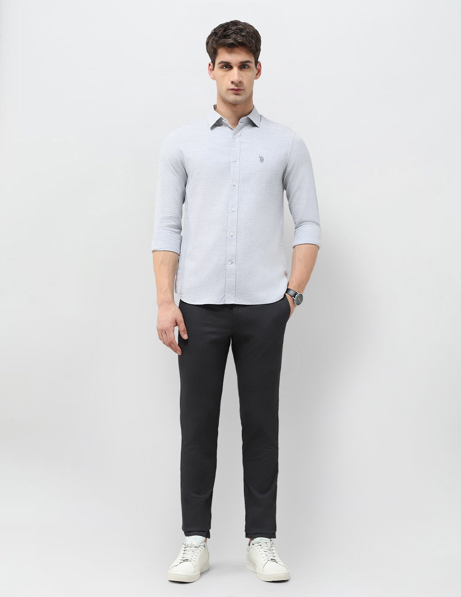 Heathered Tailored Fit Shirt Blue - U.S. POLO ASSN. | Large